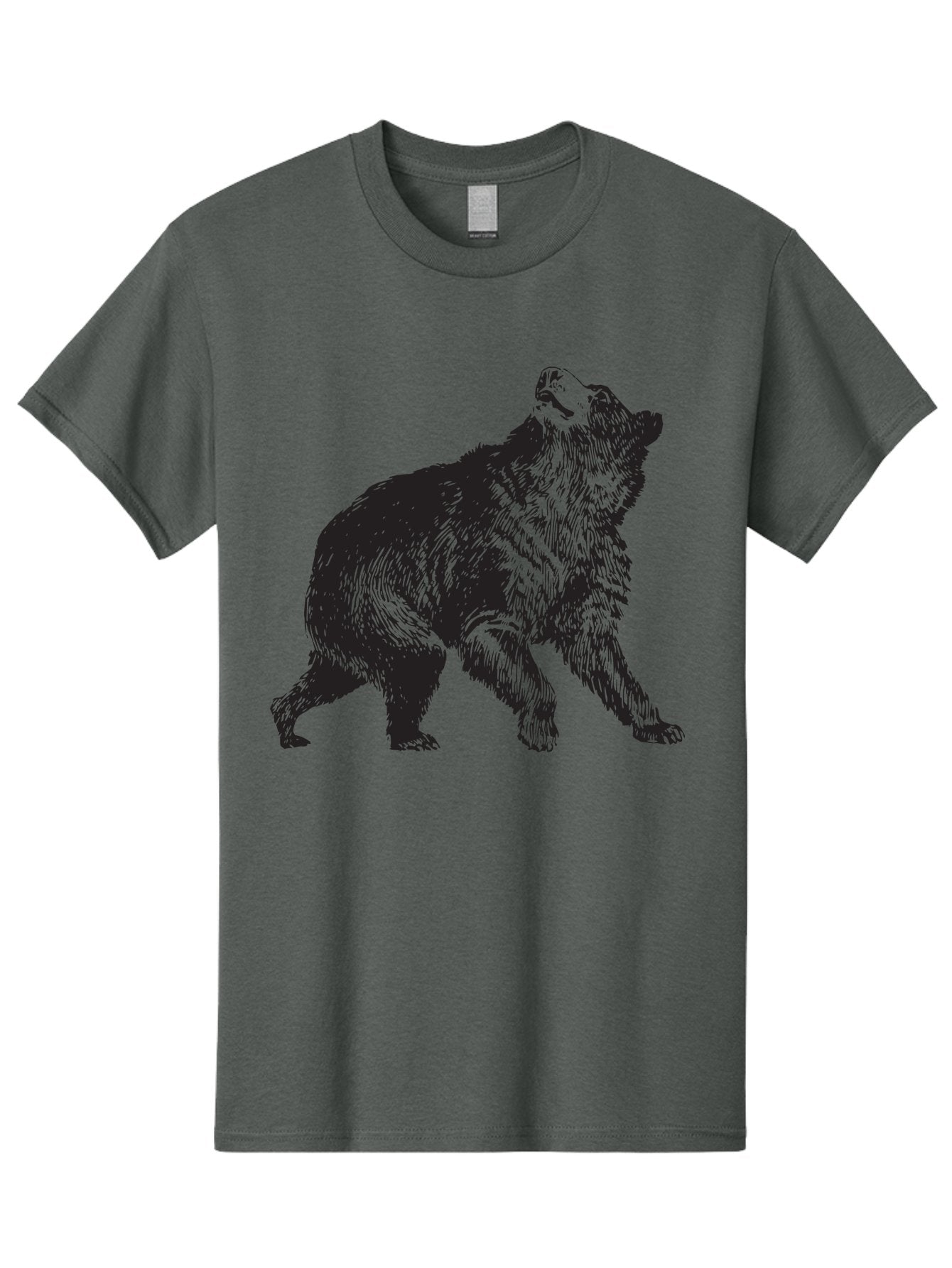Howling-Wolf Men'S Graphic Tee, 100% Cotton, Comfortable Casual Summer Wear, Machine Washable, Bear Howling, Wild Animal, Wildlife Conservation, Furry Mammal, Roaring Bear, Animal Illustration, Wildlife Art Aad899 5