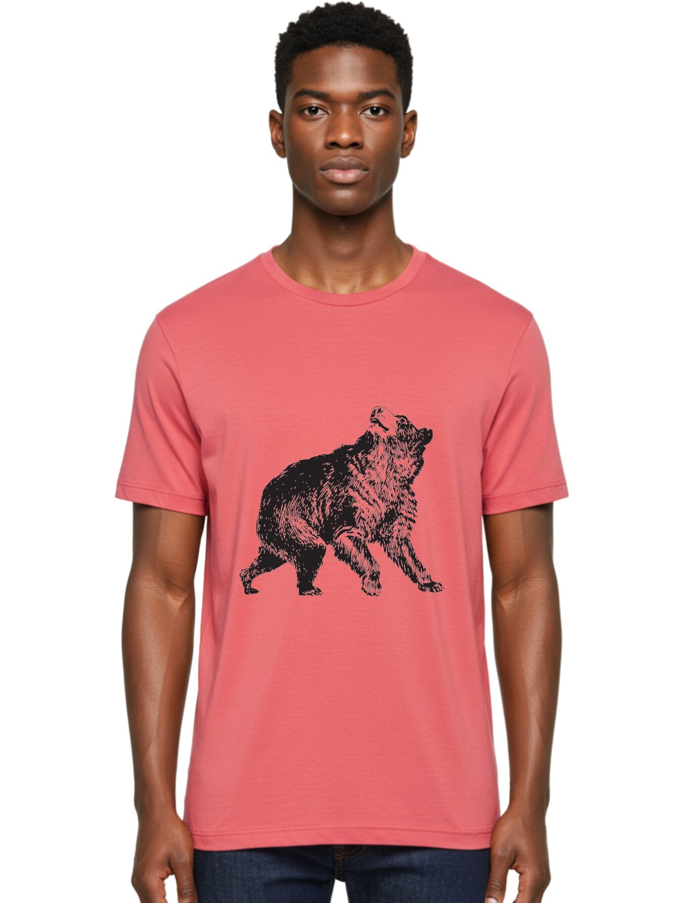 Howling-Wolf Men'S Graphic Tee, 100% Cotton, Comfortable Casual Summer Wear, Machine Washable, Bear Howling, Wild Animal, Wildlife Conservation, Furry Mammal, Roaring Bear, Animal Illustration, Wildlife Art Aad899 24
