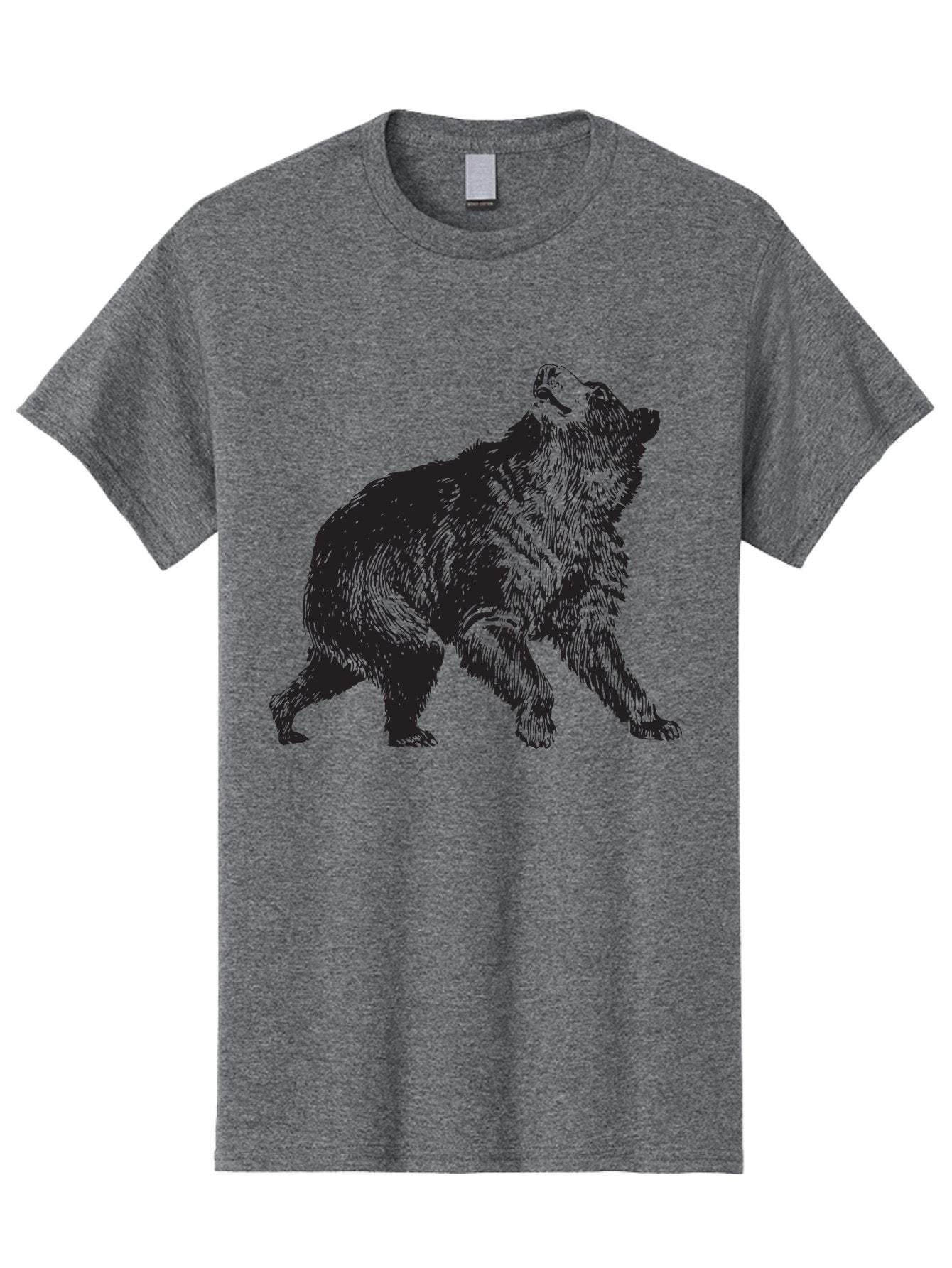 Howling-Wolf Men'S Graphic Tee, 100% Cotton, Comfortable Casual Summer Wear, Machine Washable, Bear Howling, Wild Animal, Wildlife Conservation, Furry Mammal, Roaring Bear, Animal Illustration, Wildlife Art Aad899 13