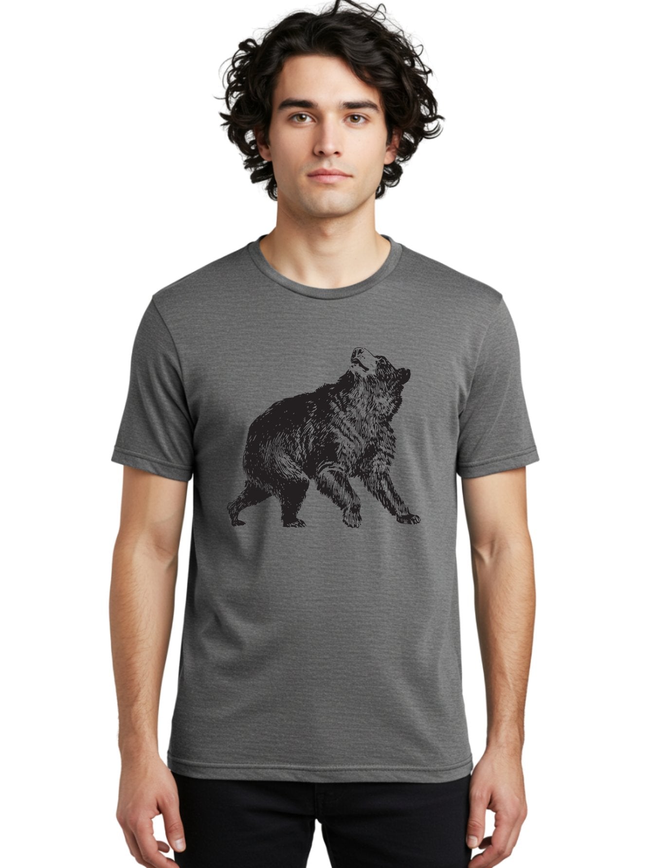 Howling-Wolf Men'S Graphic Tee, 100% Cotton, Comfortable Casual Summer Wear, Machine Washable, Bear Howling, Wild Animal, Wildlife Conservation, Furry Mammal, Roaring Bear, Animal Illustration, Wildlife Art Aad899 20