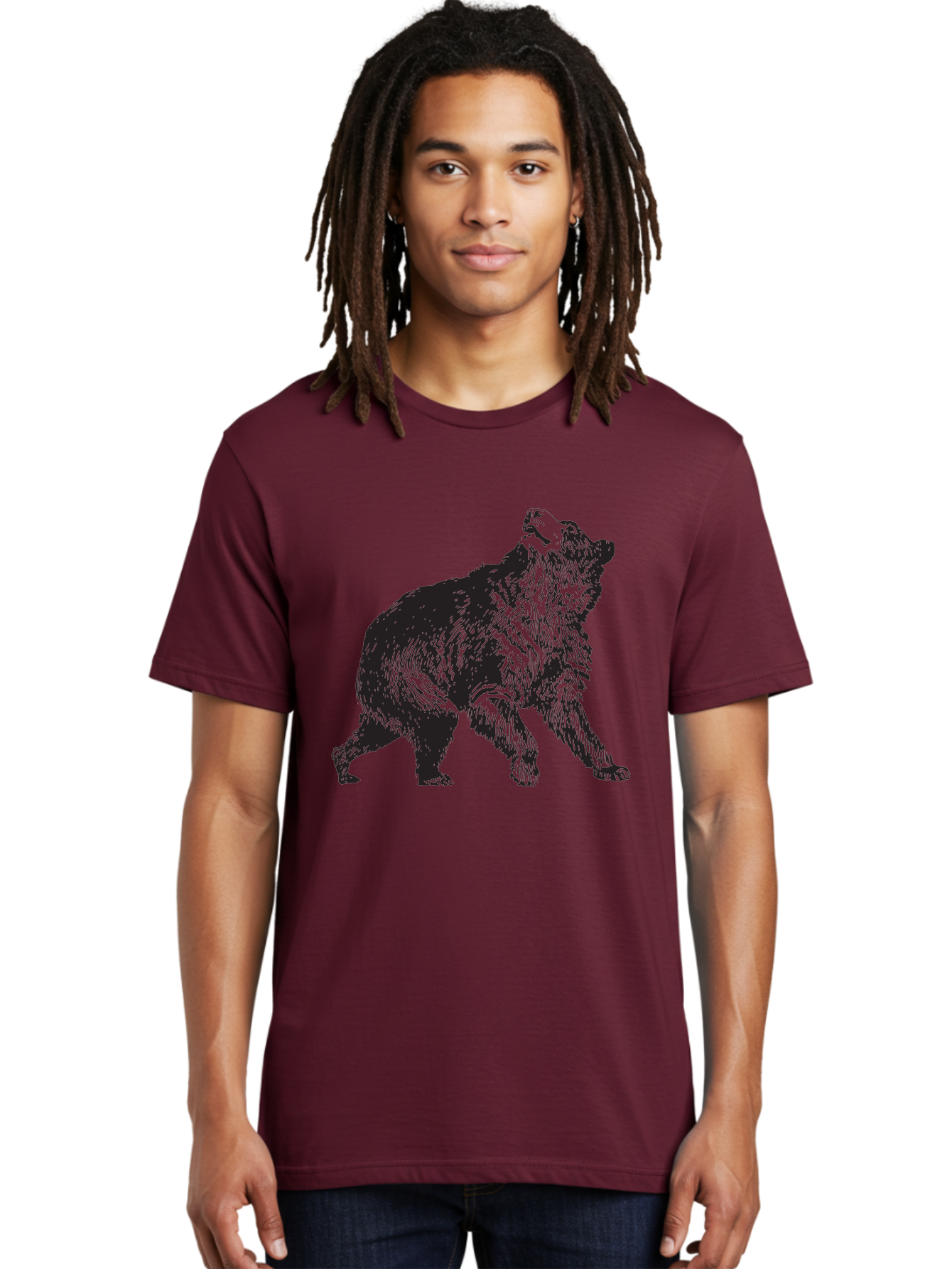 Howling-Wolf Men'S Graphic Tee, 100% Cotton, Comfortable Casual Summer Wear, Machine Washable, Bear Howling, Wild Animal, Wildlife Conservation, Furry Mammal, Roaring Bear, Animal Illustration, Wildlife Art Aad899 26