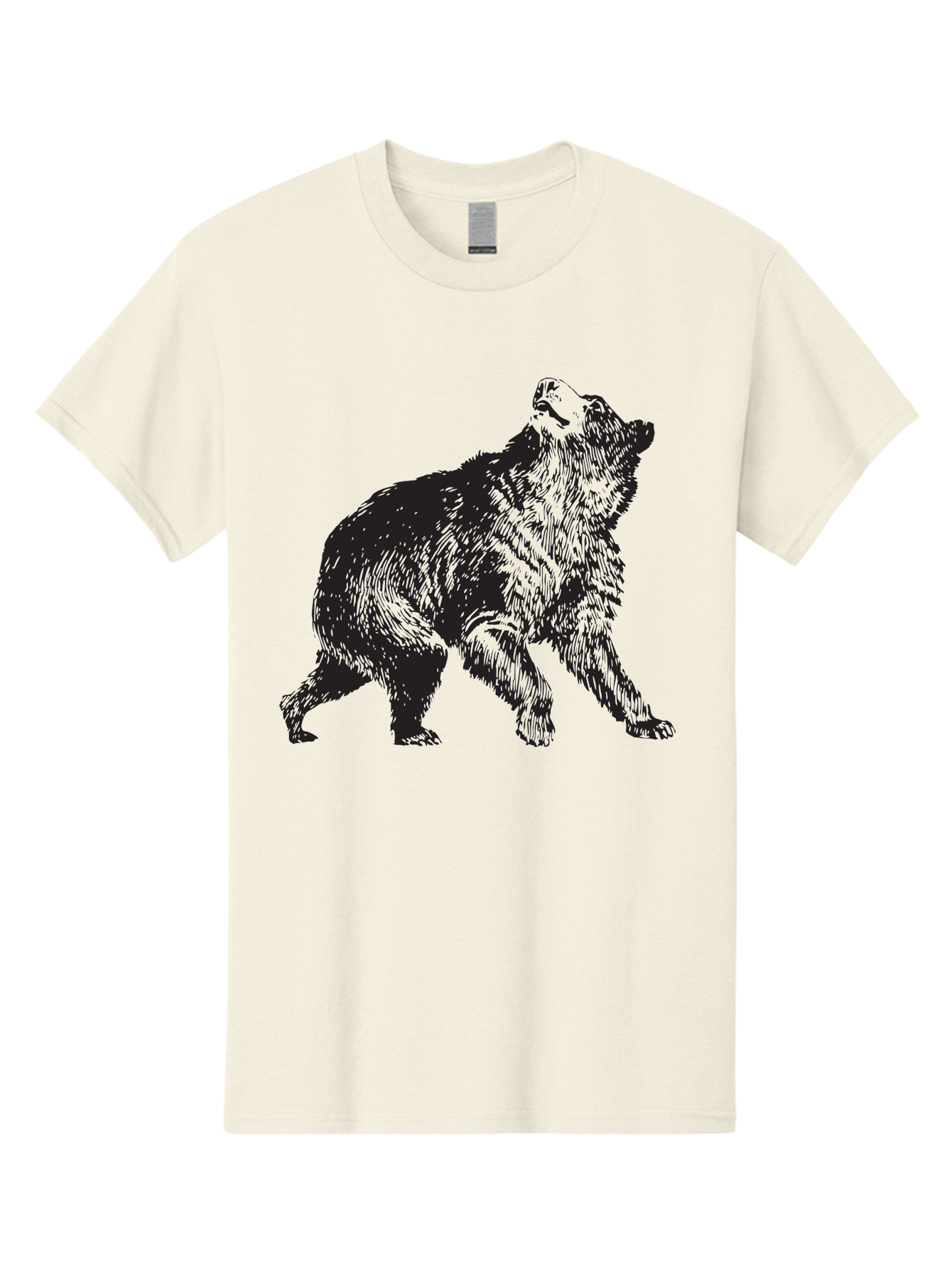 Howling-Wolf Men'S Graphic Tee, 100% Cotton, Comfortable Casual Summer Wear, Machine Washable, Bear Howling, Wild Animal, Wildlife Conservation, Furry Mammal, Roaring Bear, Animal Illustration, Wildlife Art Aad899 3