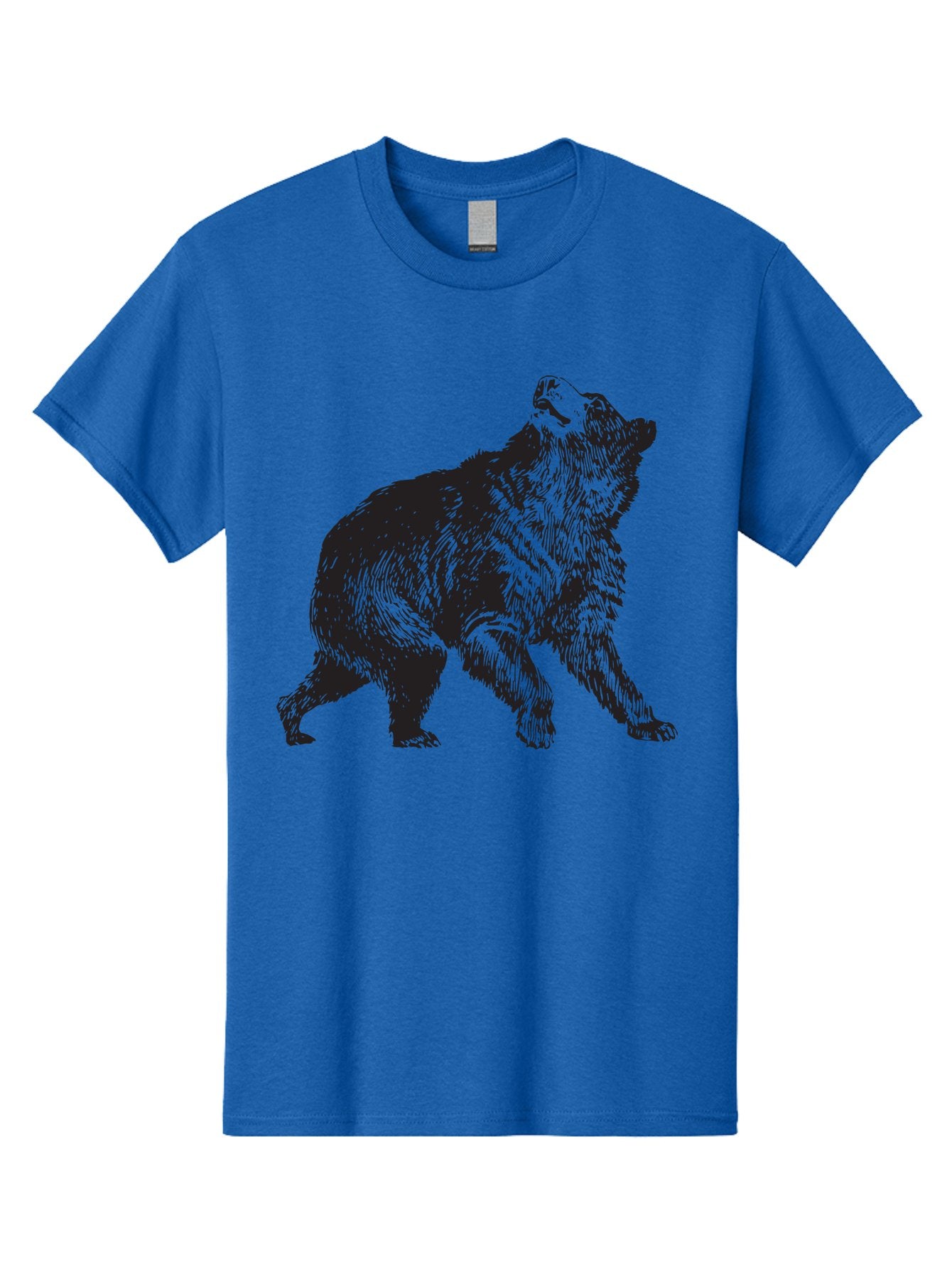 Howling-Wolf Men'S Graphic Tee, 100% Cotton, Comfortable Casual Summer Wear, Machine Washable, Bear Howling, Wild Animal, Wildlife Conservation, Furry Mammal, Roaring Bear, Animal Illustration, Wildlife Art Aad899 4