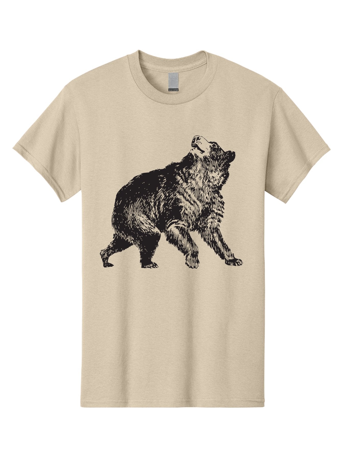 Howling-Wolf Men'S Graphic Tee, 100% Cotton, Comfortable Casual Summer Wear, Machine Washable, Bear Howling, Wild Animal, Wildlife Conservation, Furry Mammal, Roaring Bear, Animal Illustration, Wildlife Art Aad899 10
