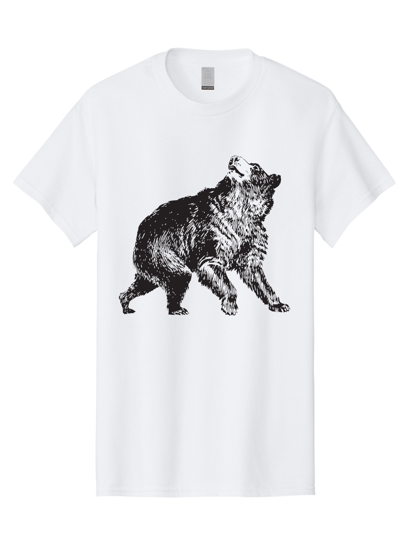 Howling-Wolf Men'S Graphic Tee, 100% Cotton, Comfortable Casual Summer Wear, Machine Washable, Bear Howling, Wild Animal, Wildlife Conservation, Furry Mammal, Roaring Bear, Animal Illustration, Wildlife Art Aad899 5