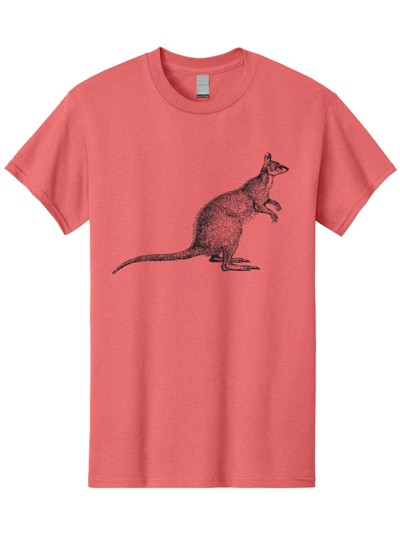 Kangaroo-1 Men'S Graphic Tee, 100% Cotton, Comfortable Casual Summer Wear, Machine Washable, Kangaroo Illustration, Marsupial Drawing, Wildlife Art, Australian Animal, Sketch Style, Furry Texture, Animal Portrait, Kangaroo Graphics Aad901
