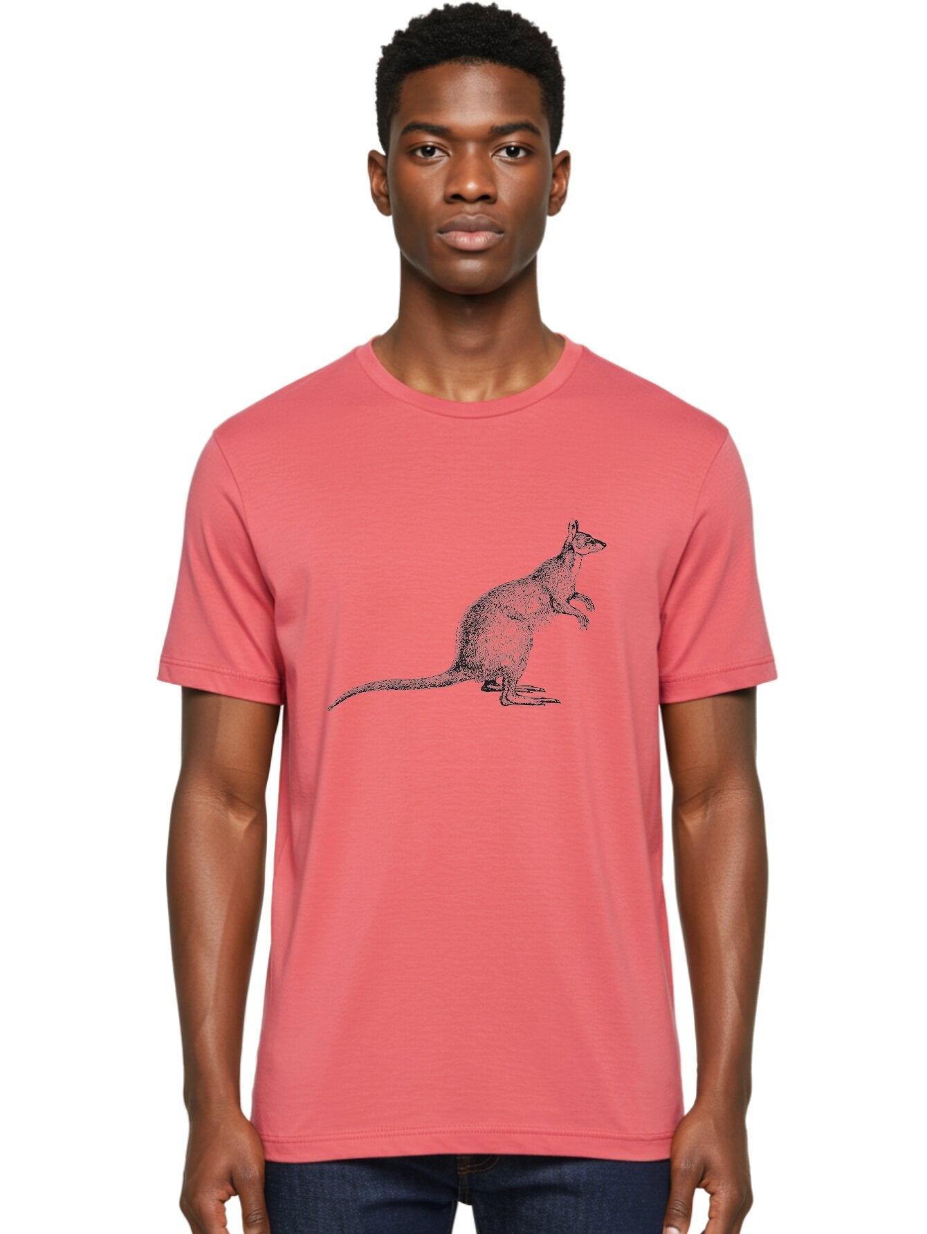 Kangaroo-1 Men'S Graphic Tee, 100% Cotton, Comfortable Casual Summer Wear, Machine Washable, Kangaroo Illustration, Marsupial Drawing, Wildlife Art, Australian Animal, Sketch Style, Furry Texture, Animal Portrait, Kangaroo Graphics Aad901 21