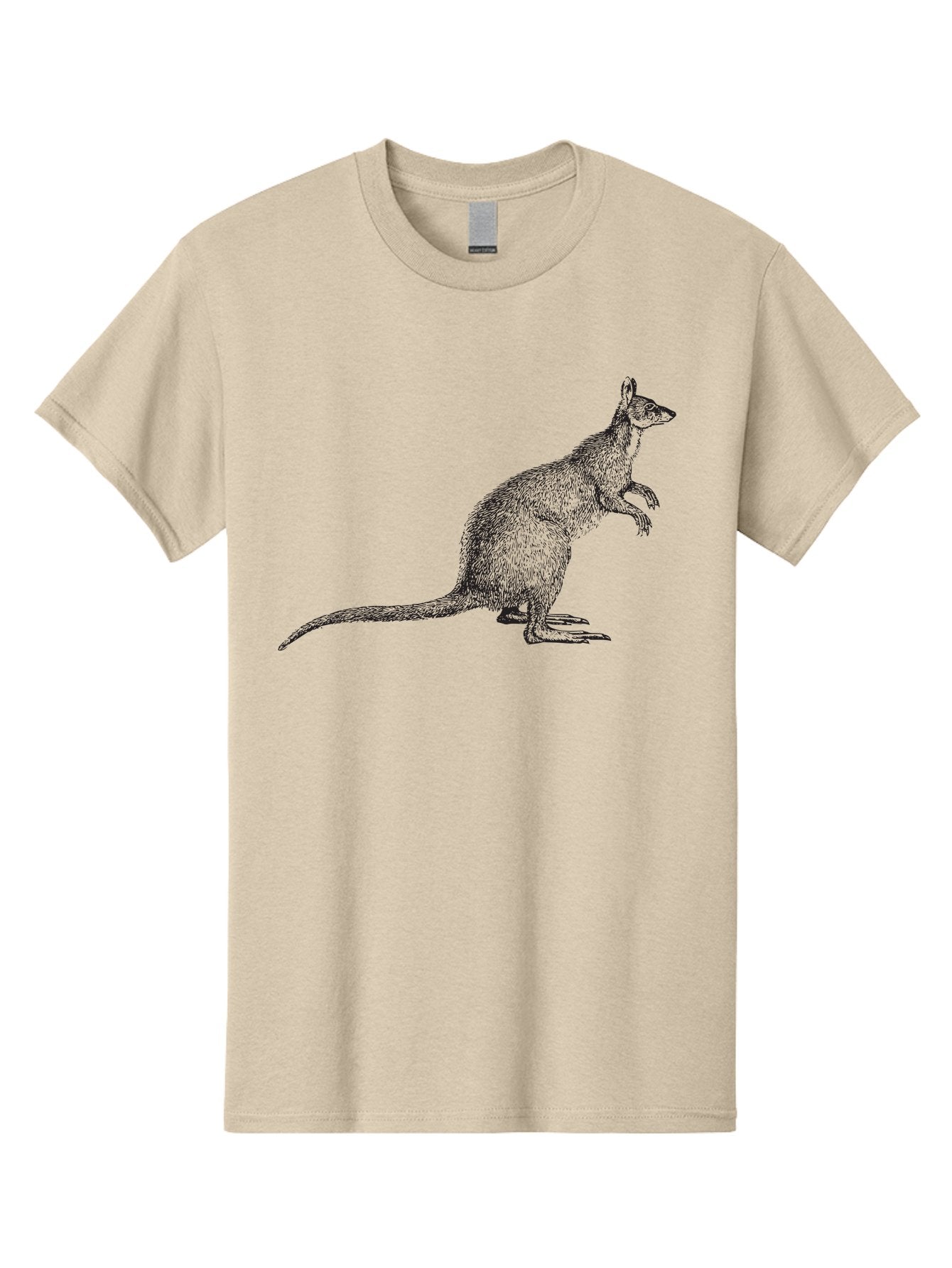 Kangaroo-1 Men'S Graphic Tee, 100% Cotton, Comfortable Casual Summer Wear, Machine Washable, Kangaroo Illustration, Marsupial Drawing, Wildlife Art, Australian Animal, Sketch Style, Furry Texture, Animal Portrait, Kangaroo Graphics Aad901
