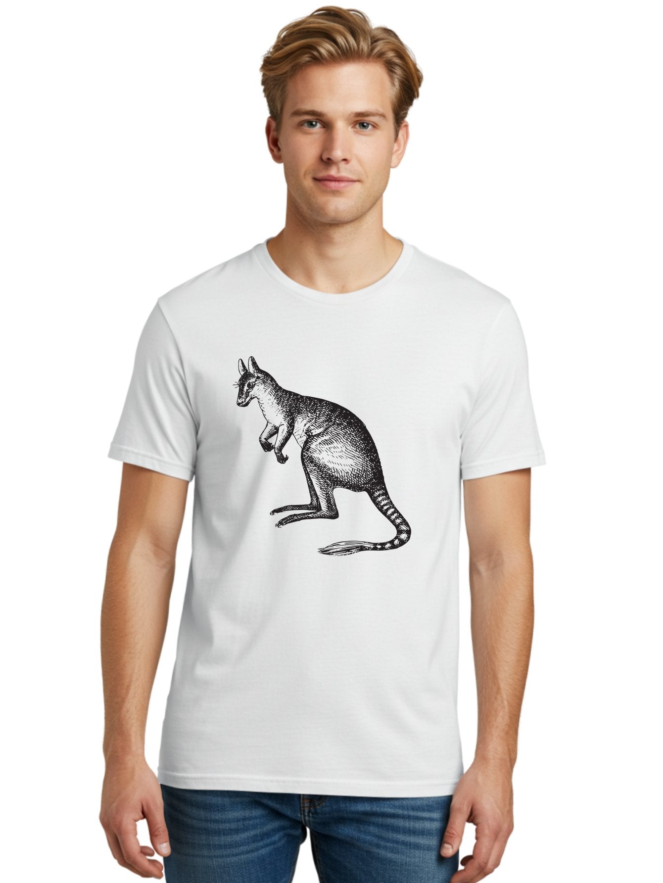 Kangaroo Men'S Graphic Tee, 100% Cotton, Comfortable Casual Summer Wear, Machine Washable, Kangaroo Illustration, Marsupial Animal, Wildlife Art, Australian Fauna, Hopping Kangaroo, Wildlife Illustration, Animal Drawing Aad902 27