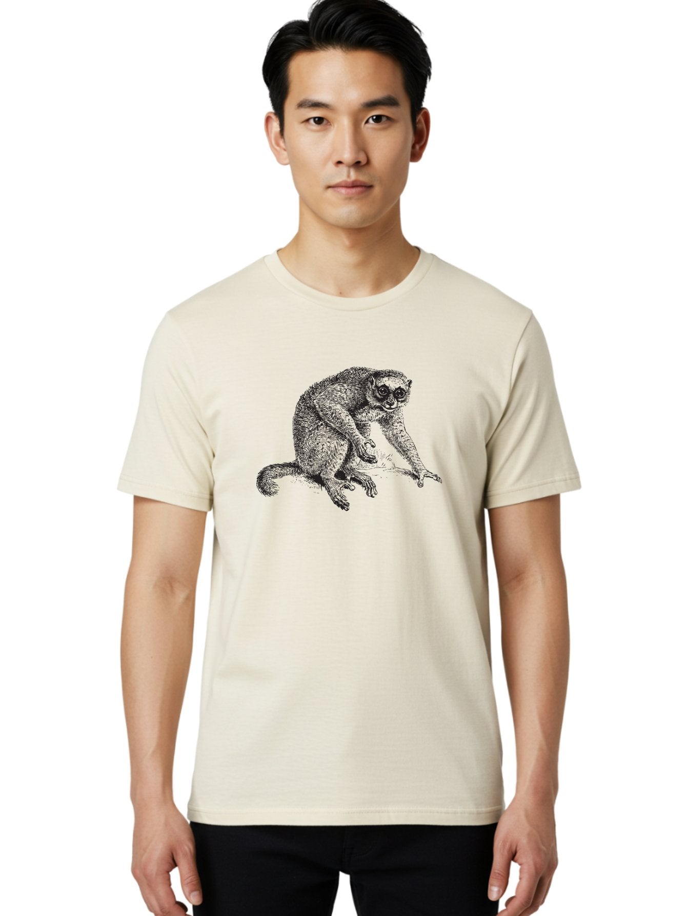 Lemur-Illustration Men'S Graphic Tee, 100% Cotton, Comfortable Casual Summer Wear, Machine Washable, Lemur On A Branch, Wildlife Art, Primate Illustration, Exotic Animal, Detailed Drawing, Furry Creature Aad904 23