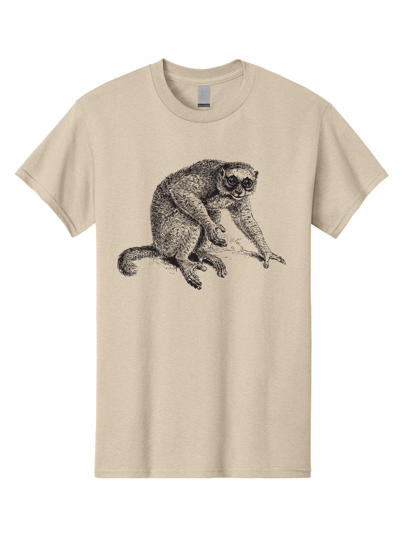 Lemur-Illustration Men'S Graphic Tee, 100% Cotton, Comfortable Casual Summer Wear, Machine Washable, Lemur On A Branch, Wildlife Art, Primate Illustration, Exotic Animal, Detailed Drawing, Furry Creature Aad904 3