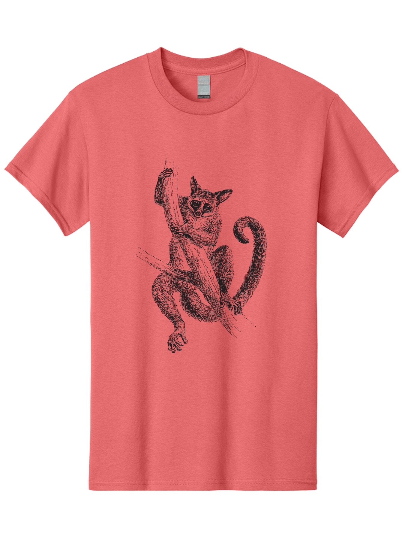 Lemur-Sketch Men'S Graphic Tee, 100% Cotton, Comfortable Casual Summer Wear, Machine Washable, Lemur Hanging From Tree Branch, Wild Animal, Primate, Tropical Forest, Agile Creature, Detailed Illustration, Wildlife Art, Exotic Species, Aad905 8