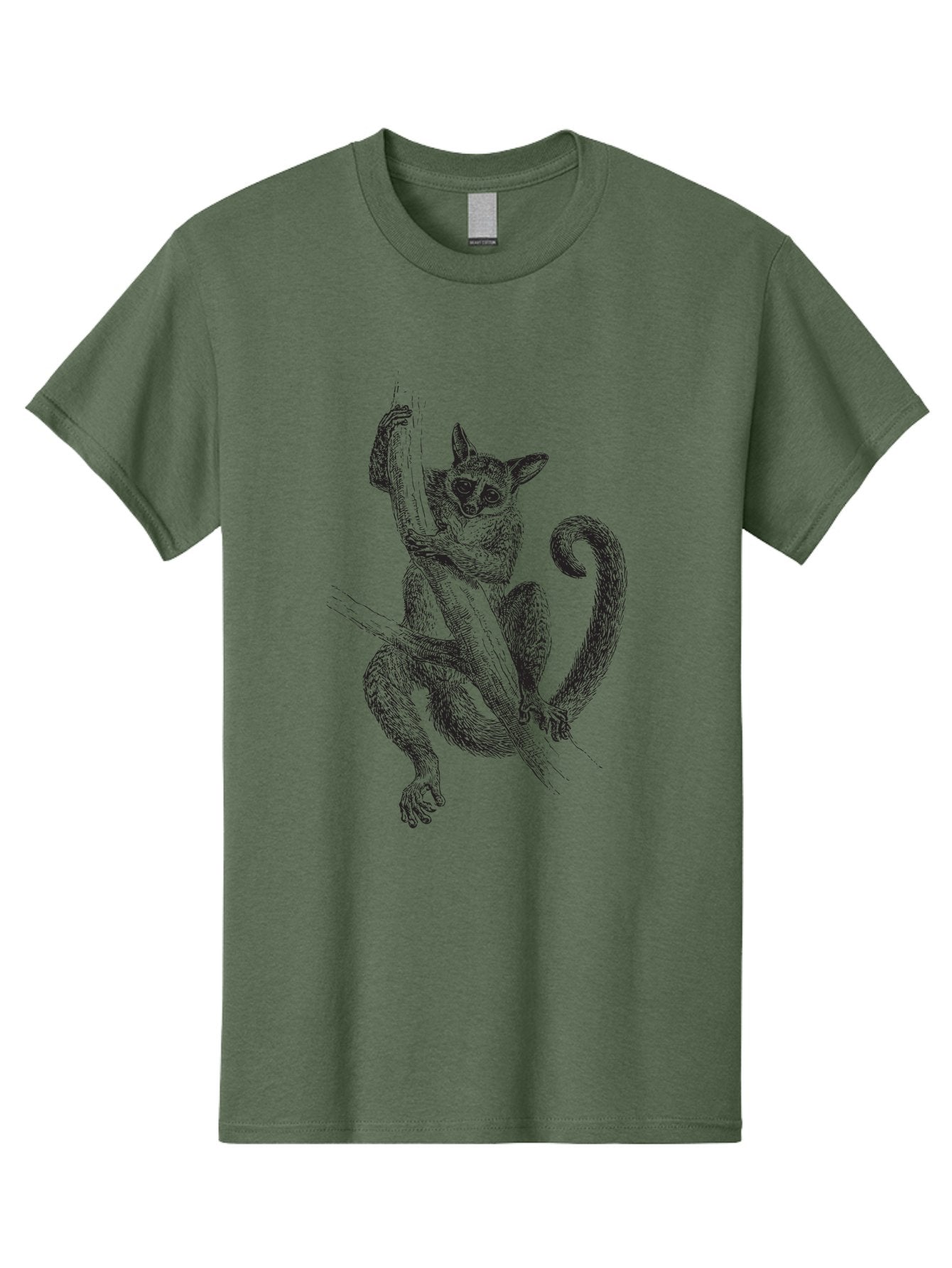 Lemur-Sketch Men'S Graphic Tee, 100% Cotton, Comfortable Casual Summer Wear, Machine Washable, Lemur Hanging From Tree Branch, Wild Animal, Primate, Tropical Forest, Agile Creature, Detailed Illustration, Wildlife Art, Exotic Species, Aad905 3