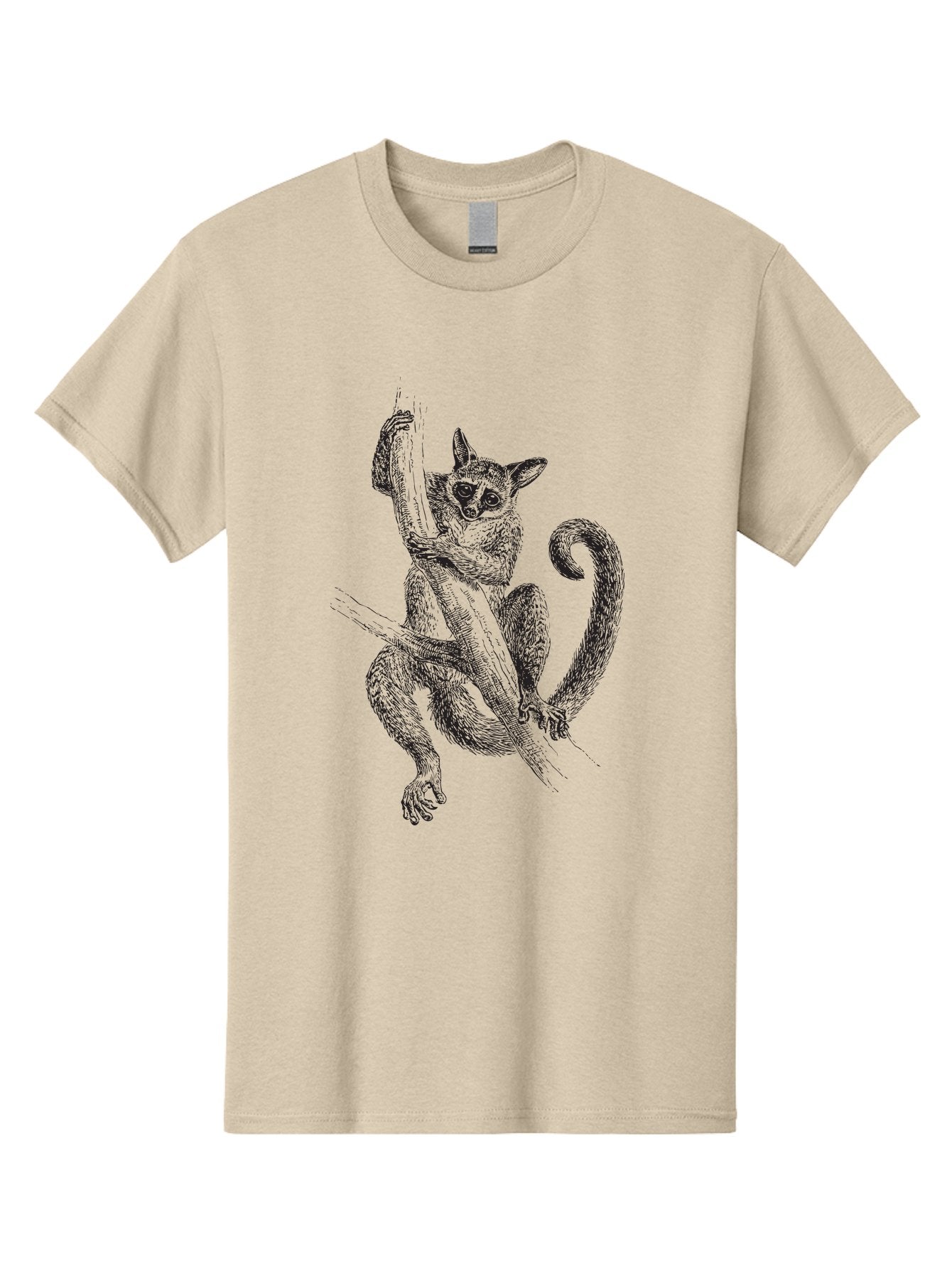 Lemur-Sketch Men'S Graphic Tee, 100% Cotton, Comfortable Casual Summer Wear, Machine Washable, Lemur Hanging From Tree Branch, Wild Animal, Primate, Tropical Forest, Agile Creature, Detailed Illustration, Wildlife Art, Exotic Species, Aad905 10