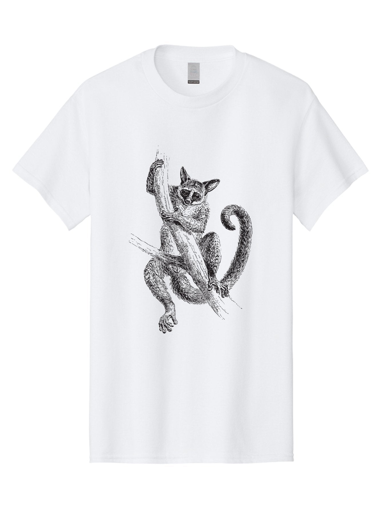 Lemur-Sketch Men'S Graphic Tee, 100% Cotton, Comfortable Casual Summer Wear, Machine Washable, Lemur Hanging From Tree Branch, Wild Animal, Primate, Tropical Forest, Agile Creature, Detailed Illustration, Wildlife Art, Exotic Species, Aad905 9