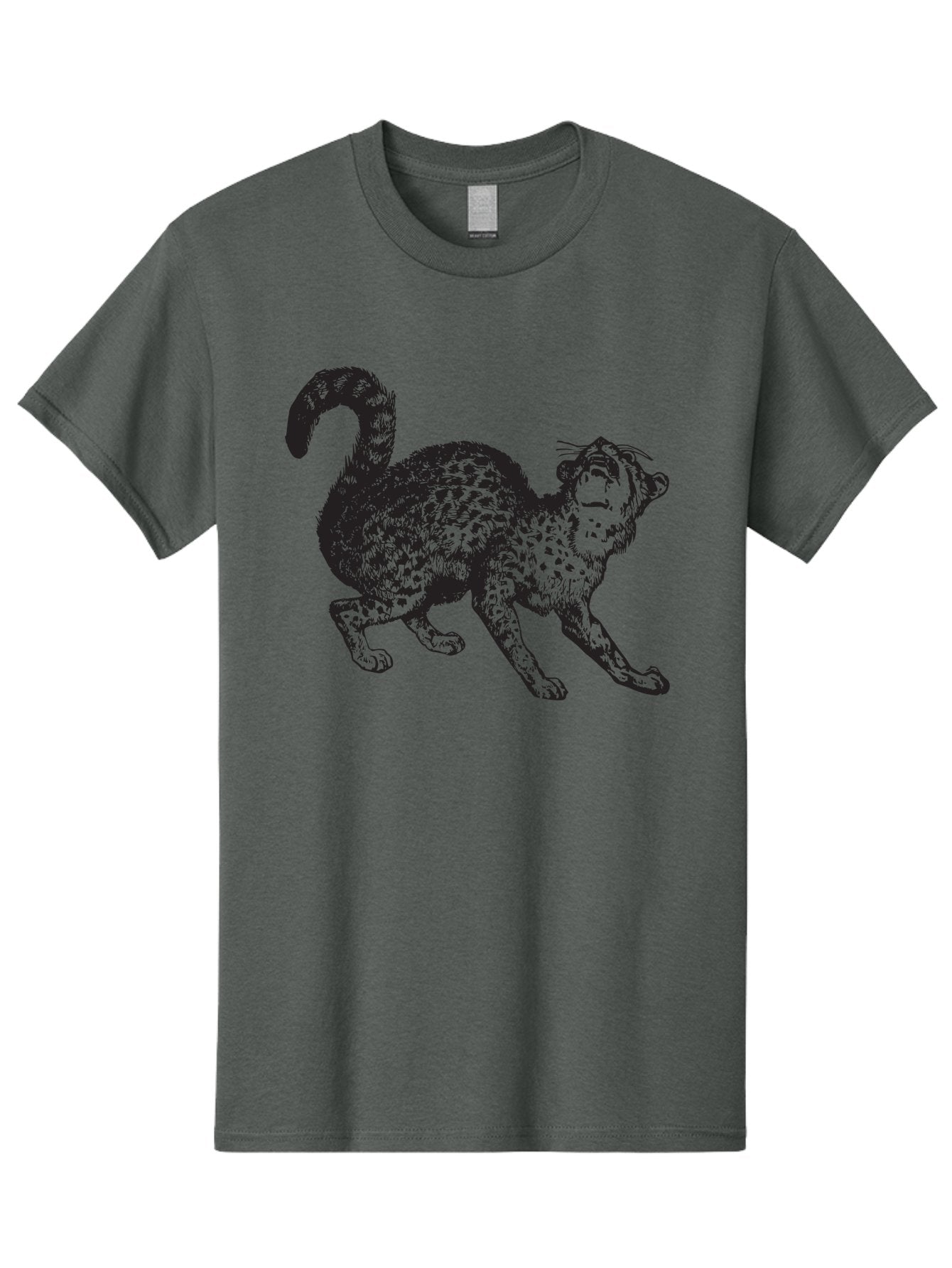 Leopard-1 Men'S Graphic Tee, 100% Cotton, Comfortable Casual Summer Wear, Machine Washable, Leopard, Spotted Fur, Wild Cat, Black Illustration, Dynamic Pose, Wildlife Art, Feline, Animal Graphic, Spotted Pattern Aad906 13