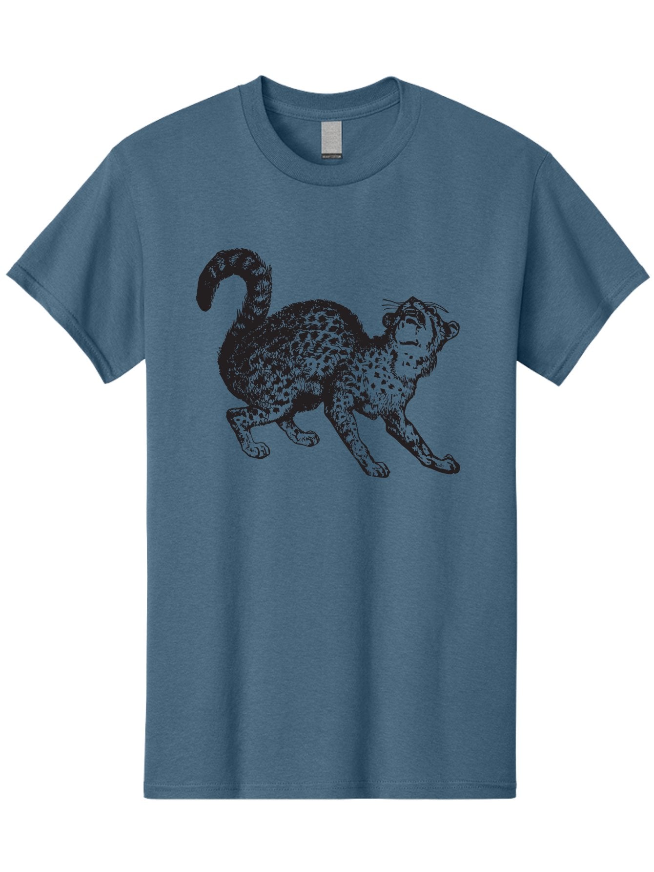Leopard-1 Men'S Graphic Tee, 100% Cotton, Comfortable Casual Summer Wear, Machine Washable, Leopard, Spotted Fur, Wild Cat, Black Illustration, Dynamic Pose, Wildlife Art, Feline, Animal Graphic, Spotted Pattern Aad906 6