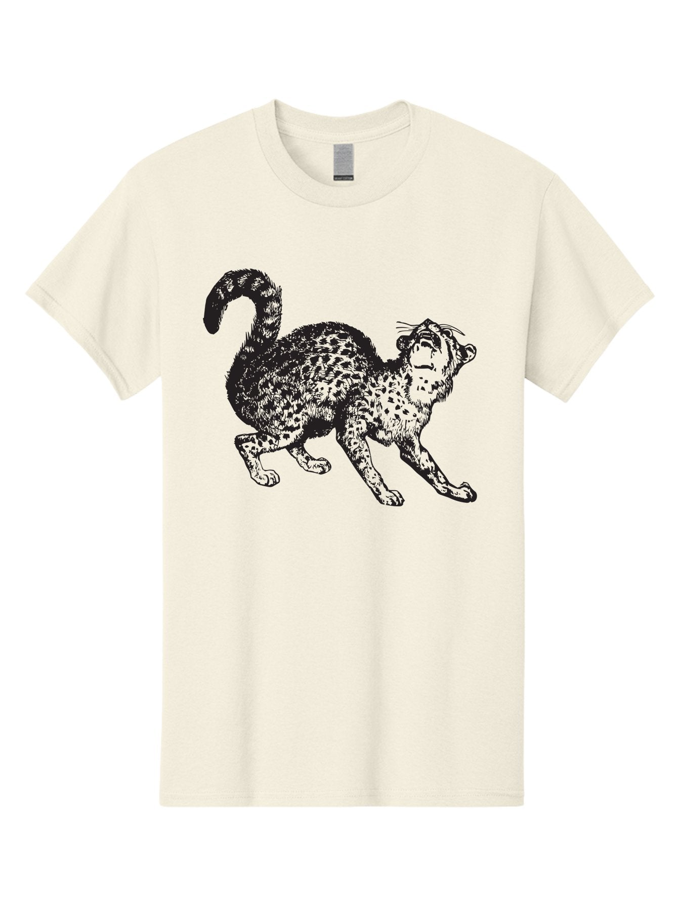 Leopard-1 Men'S Graphic Tee, 100% Cotton, Comfortable Casual Summer Wear, Machine Washable, Leopard, Spotted Fur, Wild Cat, Black Illustration, Dynamic Pose, Wildlife Art, Feline, Animal Graphic, Spotted Pattern Aad906