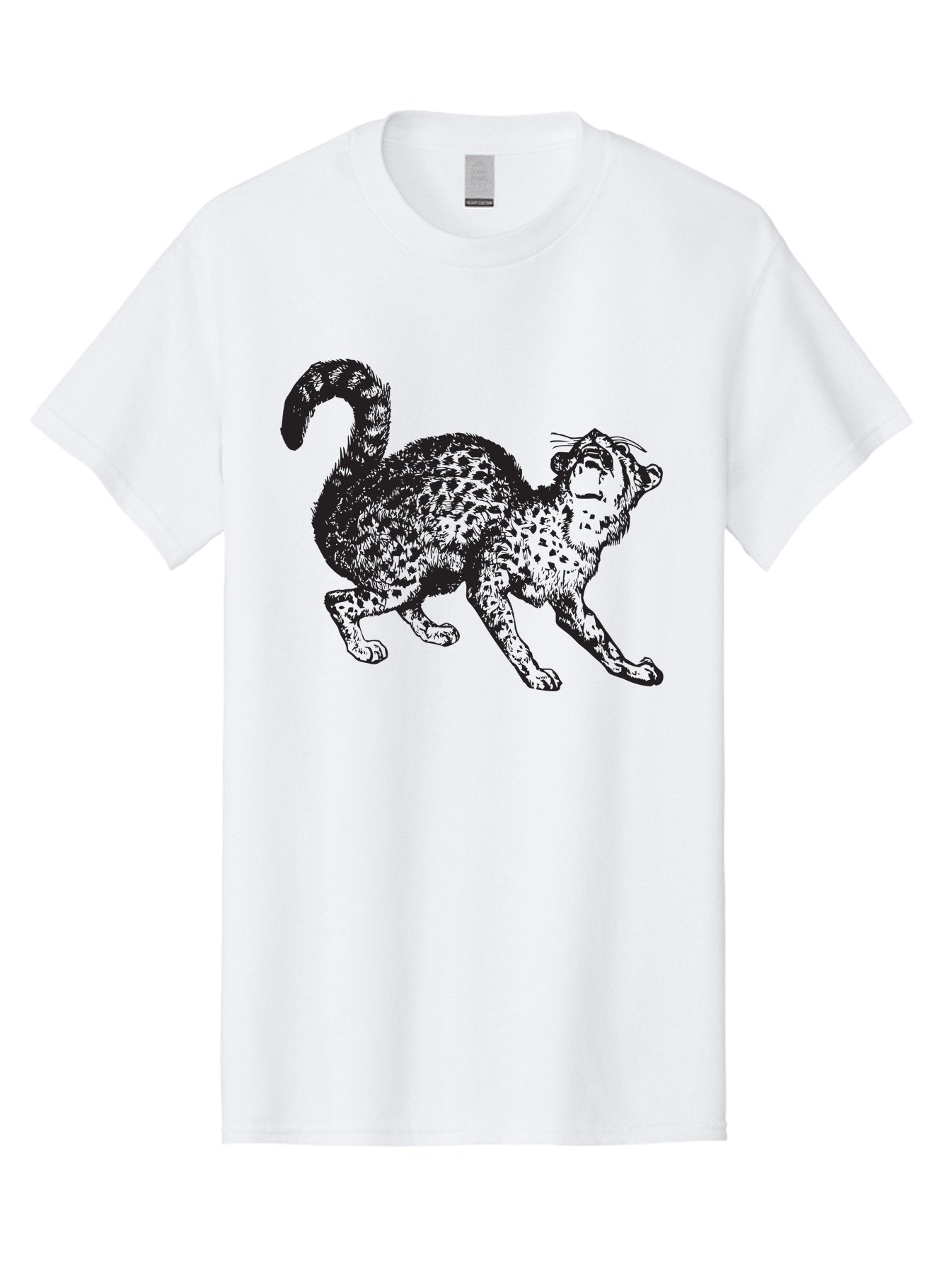 Leopard-1 Men'S Graphic Tee, 100% Cotton, Comfortable Casual Summer Wear, Machine Washable, Leopard, Spotted Fur, Wild Cat, Black Illustration, Dynamic Pose, Wildlife Art, Feline, Animal Graphic, Spotted Pattern Aad906 3