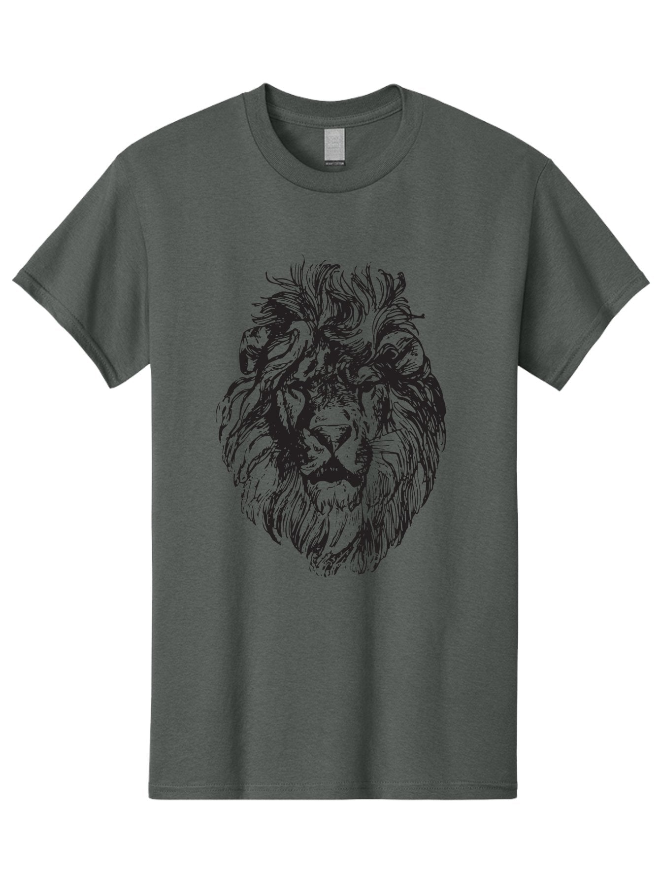 Lion-Head-Illustration Men'S Graphic Tee, 100% Cotton, Comfortable Casual Summer Wear, Machine Washable, Lion Face, Majestic Mane, Fierce Expression, Wild Animal, Sketch Art, Bold Lines, Wildlife Symbol, Courageous, Powerful Presence, Aad908 7