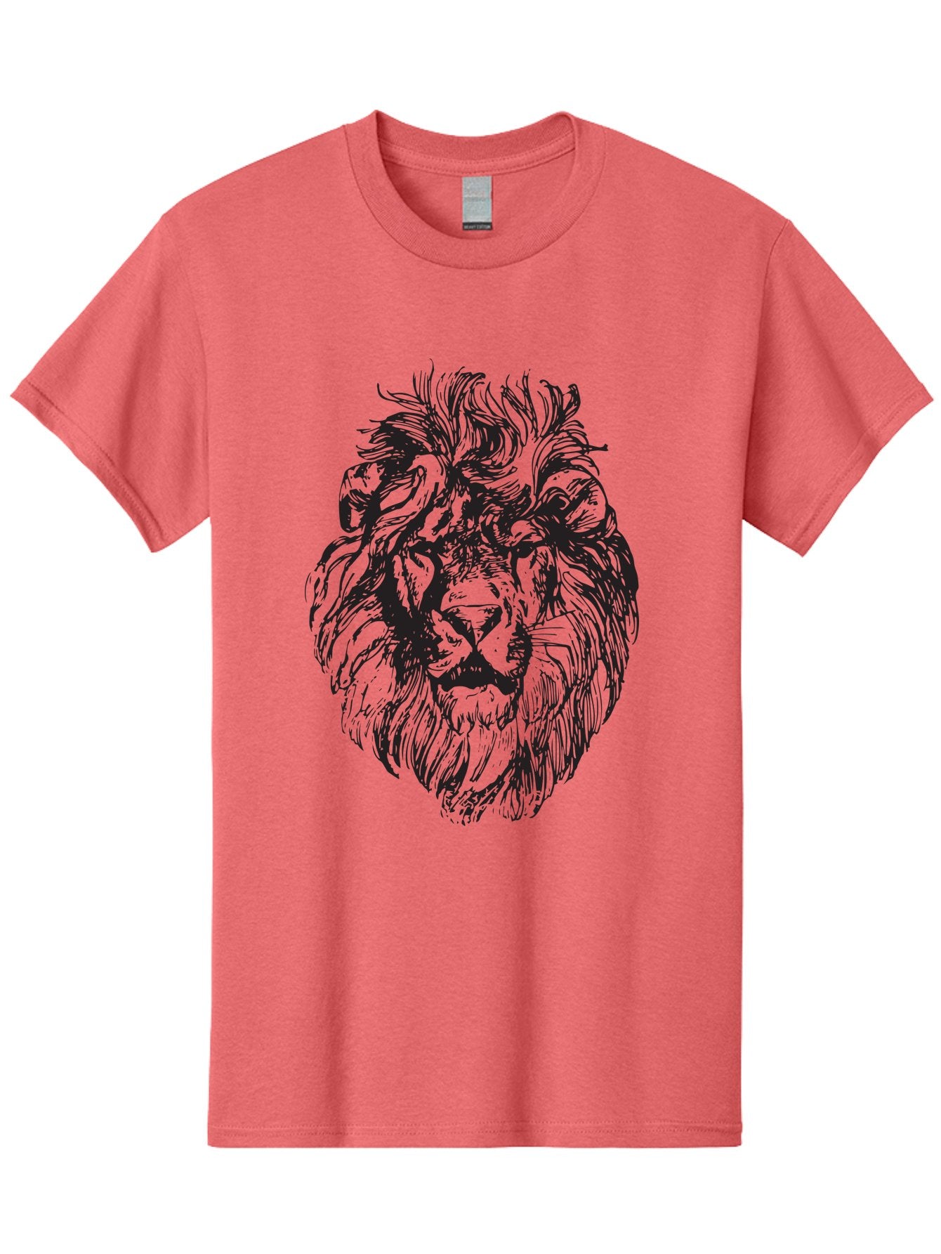 Lion-Head-Illustration Men'S Graphic Tee, 100% Cotton, Comfortable Casual Summer Wear, Machine Washable, Lion Face, Majestic Mane, Fierce Expression, Wild Animal, Sketch Art, Bold Lines, Wildlife Symbol, Courageous, Powerful Presence, Aad908 13
