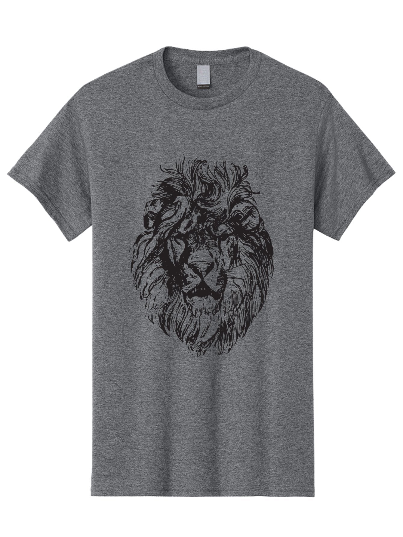 Lion-Head-Illustration Men'S Graphic Tee, 100% Cotton, Comfortable Casual Summer Wear, Machine Washable, Lion Face, Majestic Mane, Fierce Expression, Wild Animal, Sketch Art, Bold Lines, Wildlife Symbol, Courageous, Powerful Presence, Aad908 6