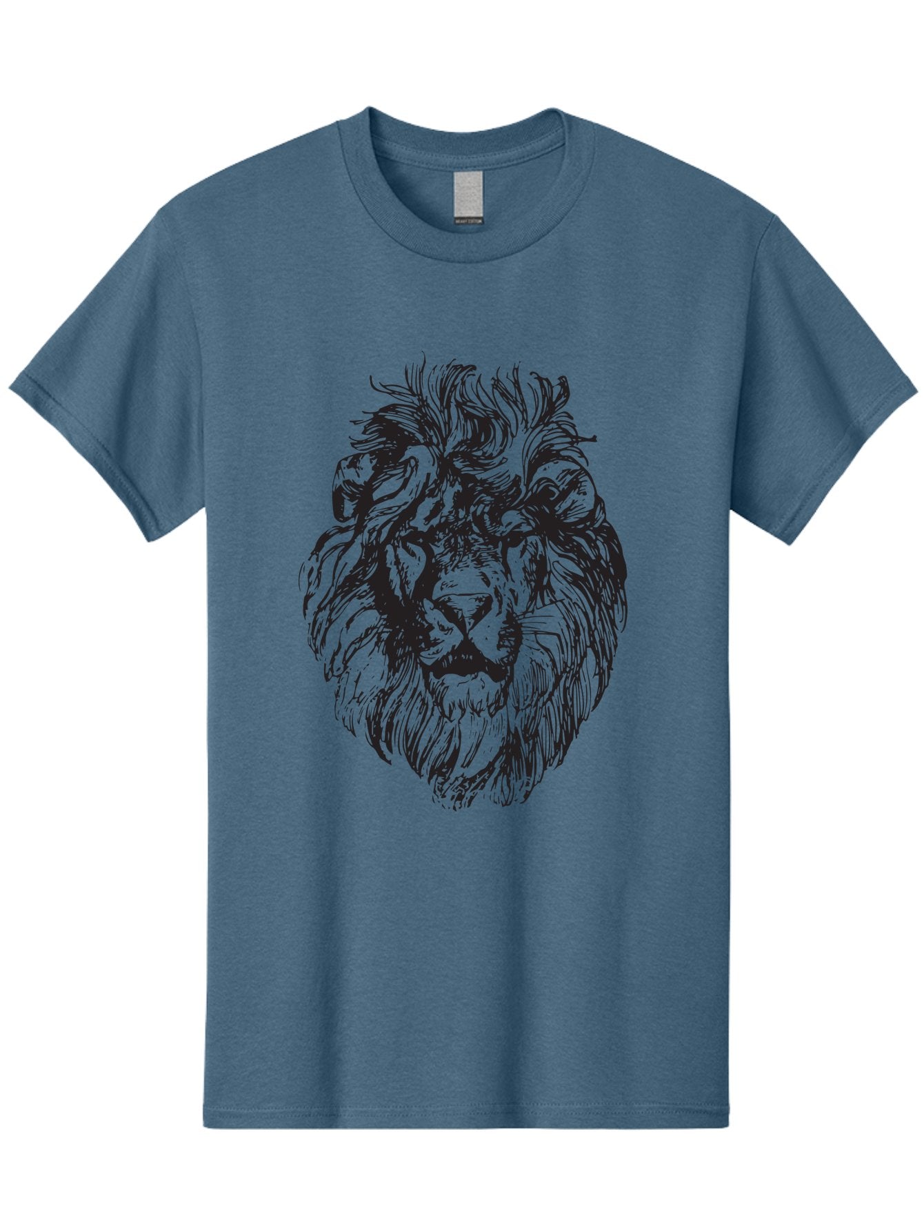 Lion-Head-Illustration Men'S Graphic Tee, 100% Cotton, Comfortable Casual Summer Wear, Machine Washable, Lion Face, Majestic Mane, Fierce Expression, Wild Animal, Sketch Art, Bold Lines, Wildlife Symbol, Courageous, Powerful Presence, Aad908 11