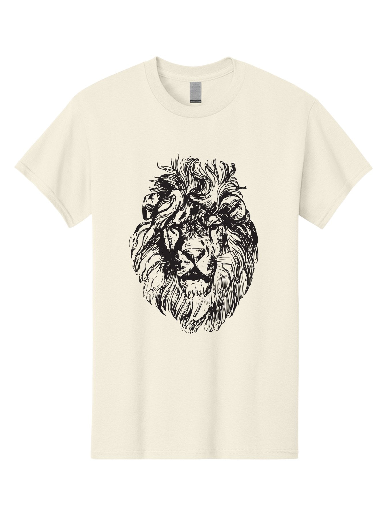 Lion-Head-Illustration Men'S Graphic Tee, 100% Cotton, Comfortable Casual Summer Wear, Machine Washable, Lion Face, Majestic Mane, Fierce Expression, Wild Animal, Sketch Art, Bold Lines, Wildlife Symbol, Courageous, Powerful Presence, Aad908 3