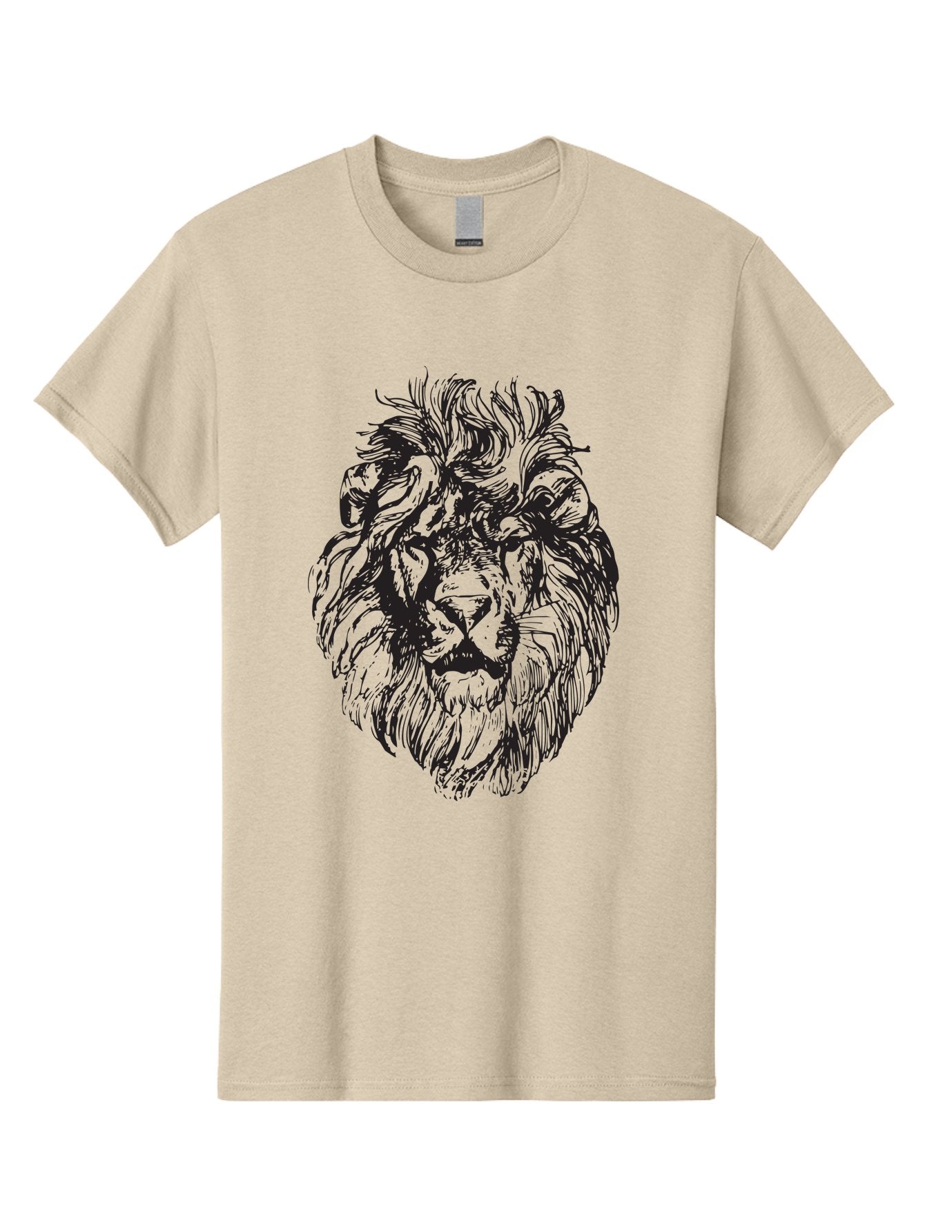 Lion-Head-Illustration Men'S Graphic Tee, 100% Cotton, Comfortable Casual Summer Wear, Machine Washable, Lion Face, Majestic Mane, Fierce Expression, Wild Animal, Sketch Art, Bold Lines, Wildlife Symbol, Courageous, Powerful Presence, Aad908 5