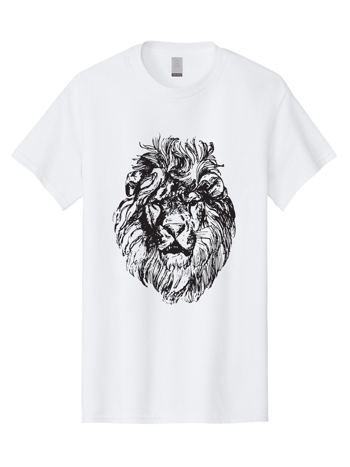 Lion-Head-Illustration Men'S Graphic Tee, 100% Cotton, Comfortable Casual Summer Wear, Machine Washable, Lion Face, Majestic Mane, Fierce Expression, Wild Animal, Sketch Art, Bold Lines, Wildlife Symbol, Courageous, Powerful Presence, Aad908 15