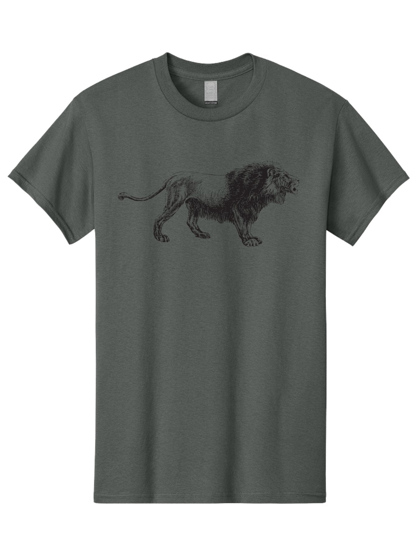 Lion Men'S Graphic Tee, 100% Cotton, Comfortable Casual Summer Wear, Machine Washable, Lion Silhouette, Majestic Animal, Wildlife Art, Fierce Creature, King Of The Jungle, Powerful Mane, Detailed Illustration, Wild Beauty, Aad909