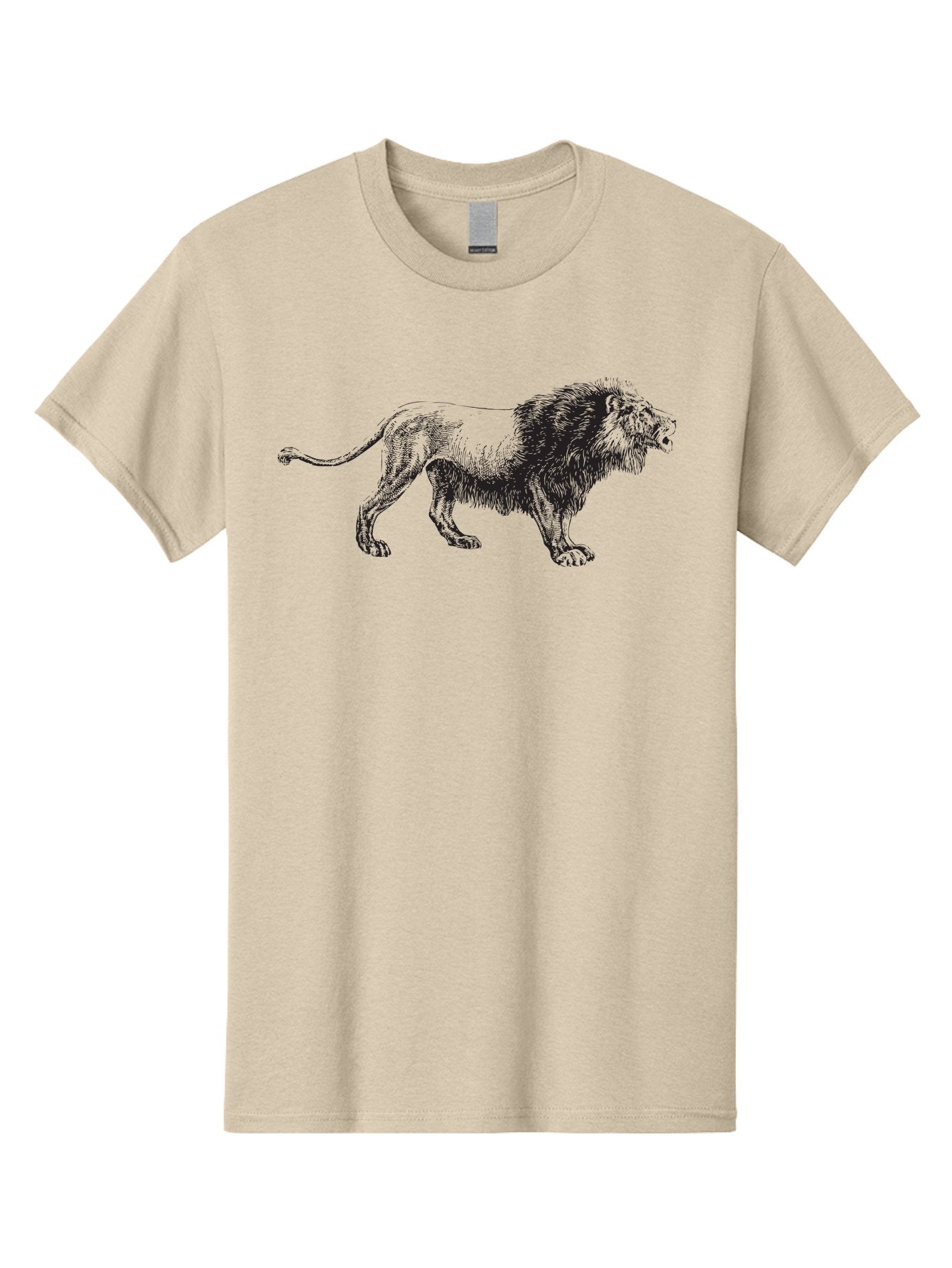 Lion Men'S Graphic Tee, 100% Cotton, Comfortable Casual Summer Wear, Machine Washable, Lion Silhouette, Majestic Animal, Wildlife Art, Fierce Creature, King Of The Jungle, Powerful Mane, Detailed Illustration, Wild Beauty, Aad909 4