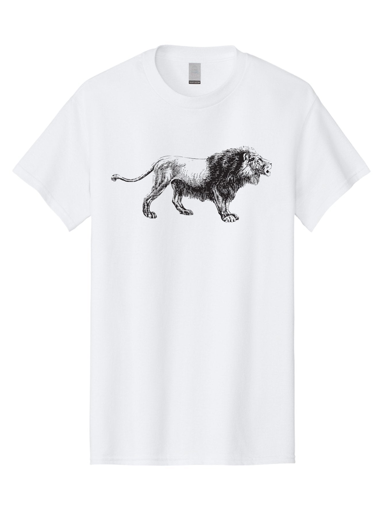 Lion Men'S Graphic Tee, 100% Cotton, Comfortable Casual Summer Wear, Machine Washable, Lion Silhouette, Majestic Animal, Wildlife Art, Fierce Creature, King Of The Jungle, Powerful Mane, Detailed Illustration, Wild Beauty, Aad909 5