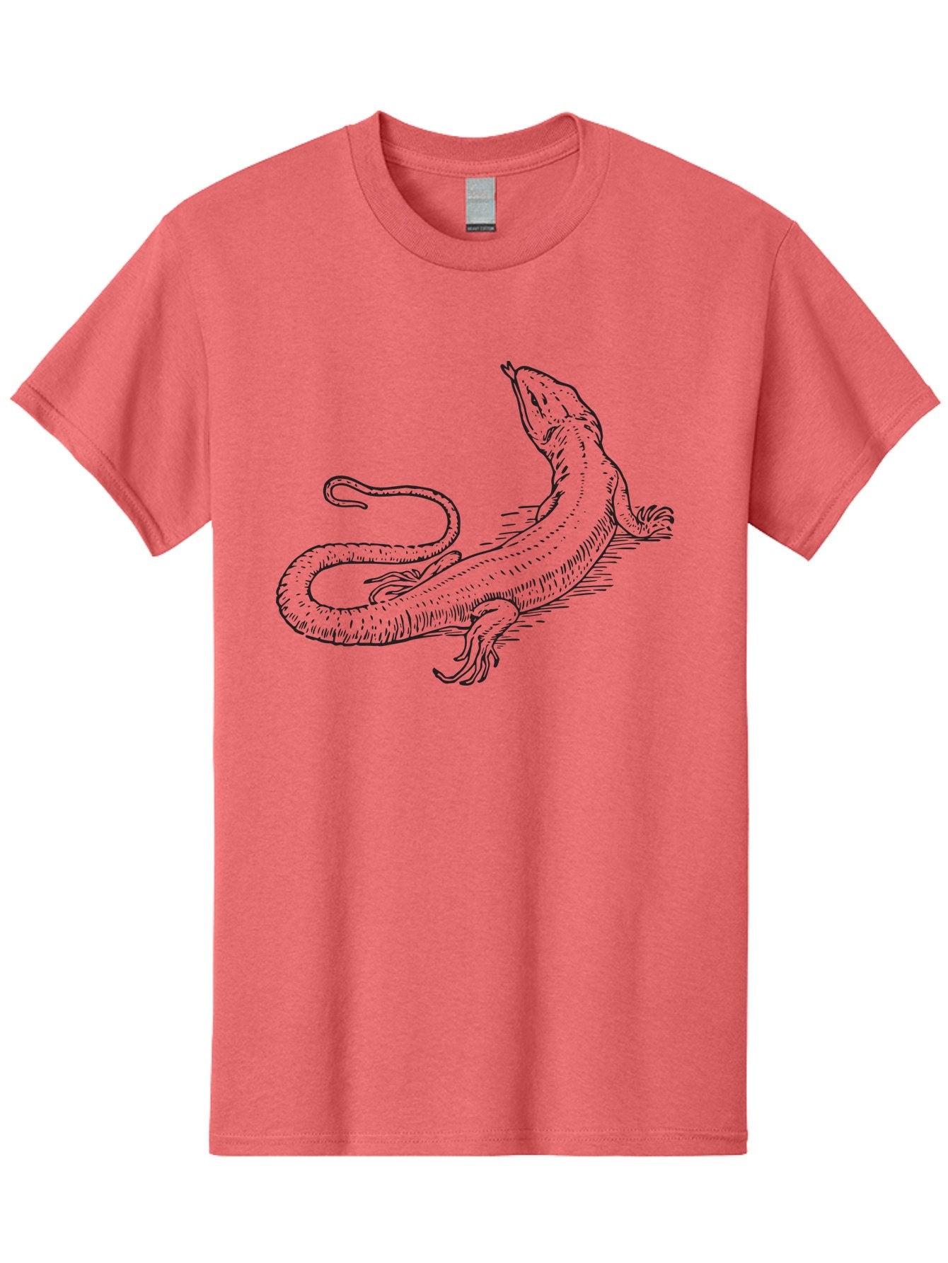 Lizard Men'S Graphic Tee, 100% Cotton, Comfortable Casual Summer Wear, Machine Washable, Sketch Of Lizard, Reptile Illustration, Wildlife Art, Simple Line Drawing, Lizard Resting, Relaxed Pose Aad911 6