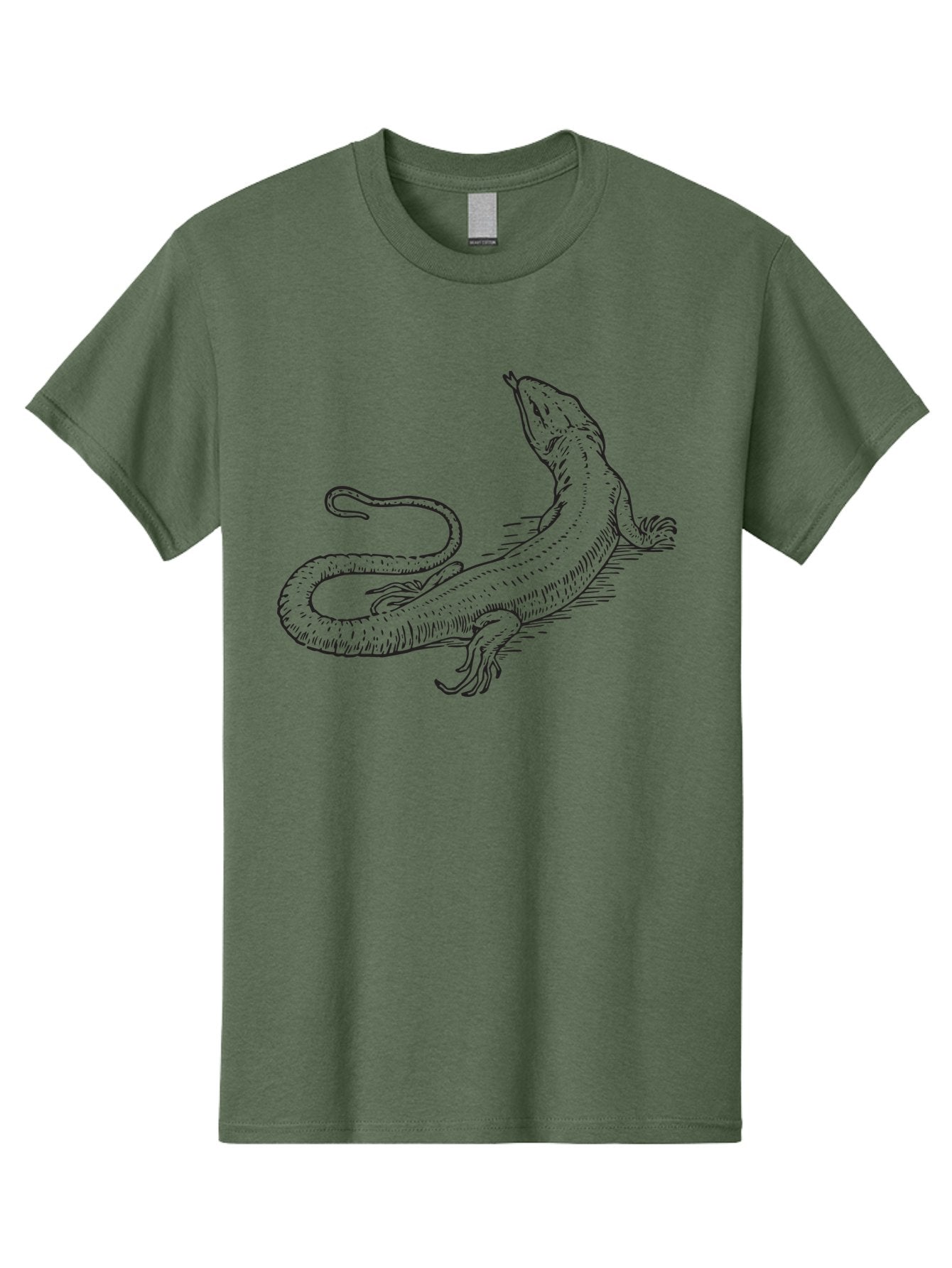 Lizard Men'S Graphic Tee, 100% Cotton, Comfortable Casual Summer Wear, Machine Washable, Sketch Of Lizard, Reptile Illustration, Wildlife Art, Simple Line Drawing, Lizard Resting, Relaxed Pose Aad911 7