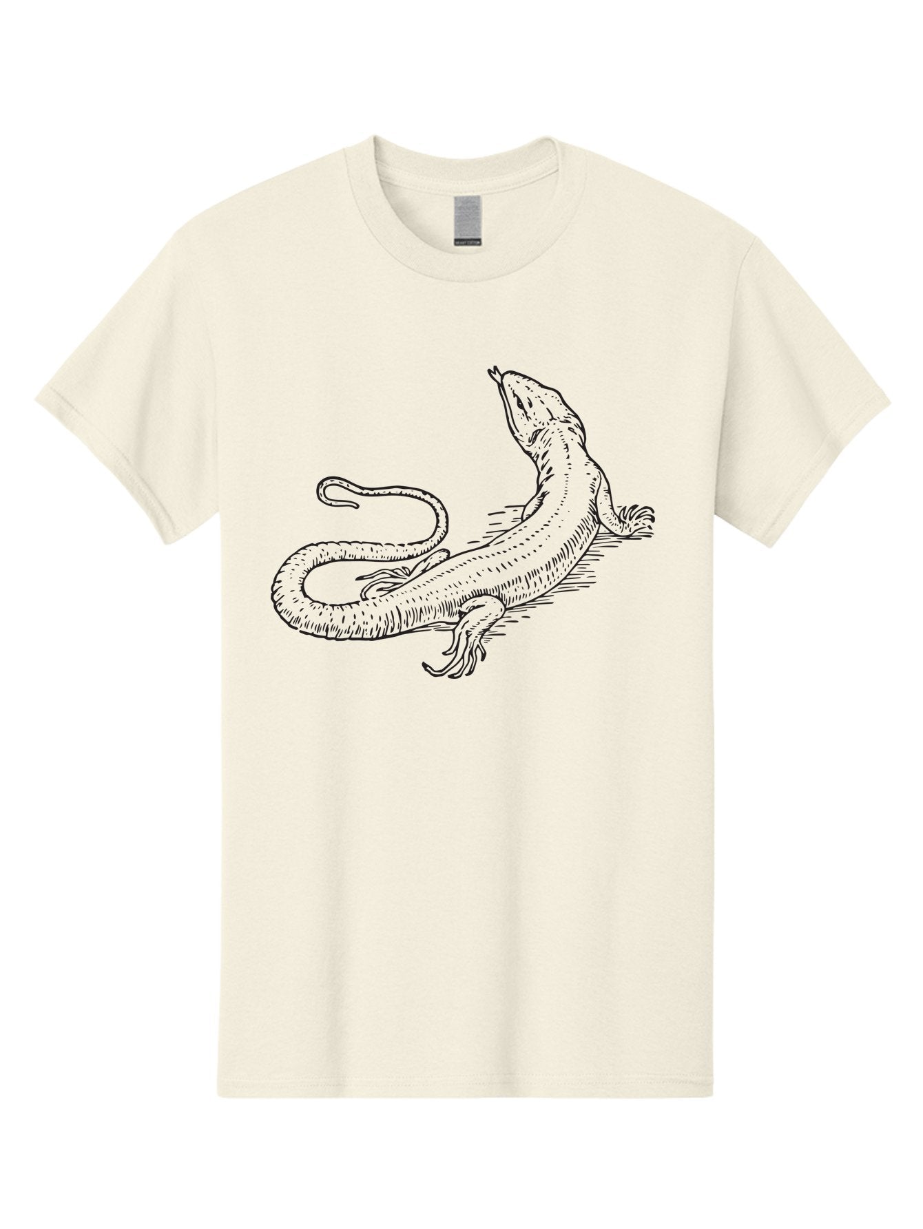 Lizard Men'S Graphic Tee, 100% Cotton, Comfortable Casual Summer Wear, Machine Washable, Sketch Of Lizard, Reptile Illustration, Wildlife Art, Simple Line Drawing, Lizard Resting, Relaxed Pose Aad911 4