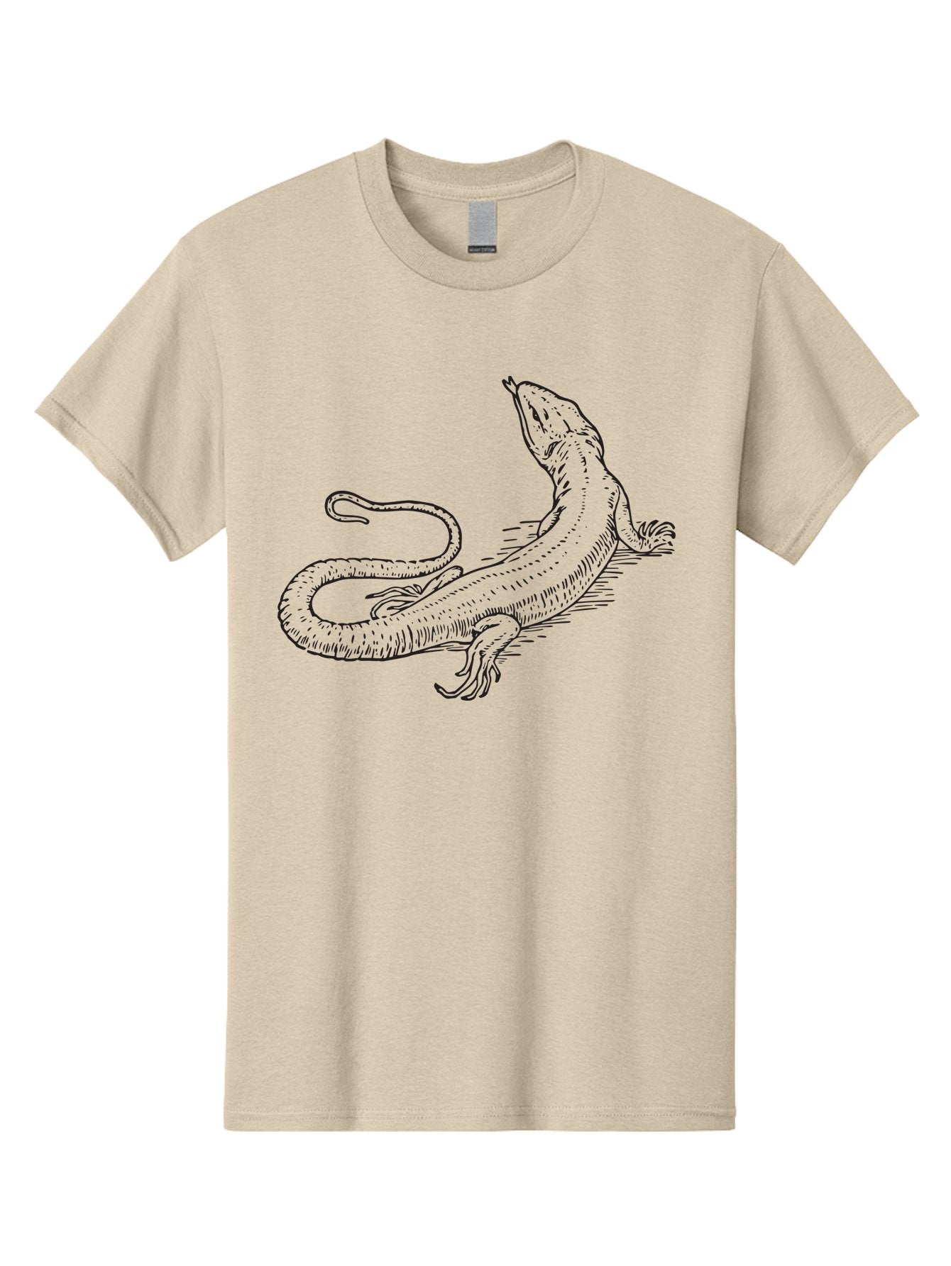 Lizard Men'S Graphic Tee, 100% Cotton, Comfortable Casual Summer Wear, Machine Washable, Sketch Of Lizard, Reptile Illustration, Wildlife Art, Simple Line Drawing, Lizard Resting, Relaxed Pose Aad911 11