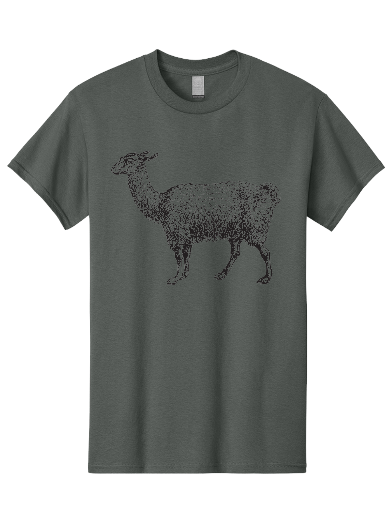 Llama Men'S Graphic Tee, 100% Cotton, Comfortable Casual Summer Wear, Machine Washable, Llama Illustration, Furry Animal, Woolly Texture, Standing Llama, Black And Green Graphic, Animal Art, Simple Design Aad912 15