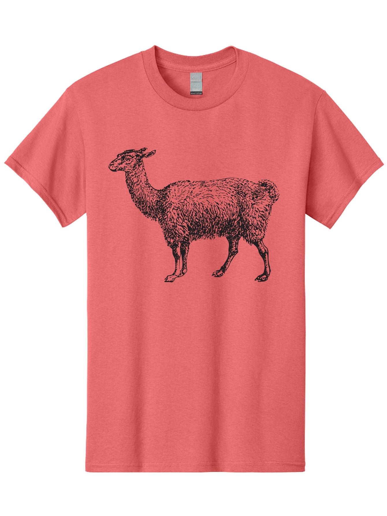 Llama Men'S Graphic Tee, 100% Cotton, Comfortable Casual Summer Wear, Machine Washable, Llama Illustration, Furry Animal, Woolly Texture, Standing Llama, Black And Green Graphic, Animal Art, Simple Design Aad912 9