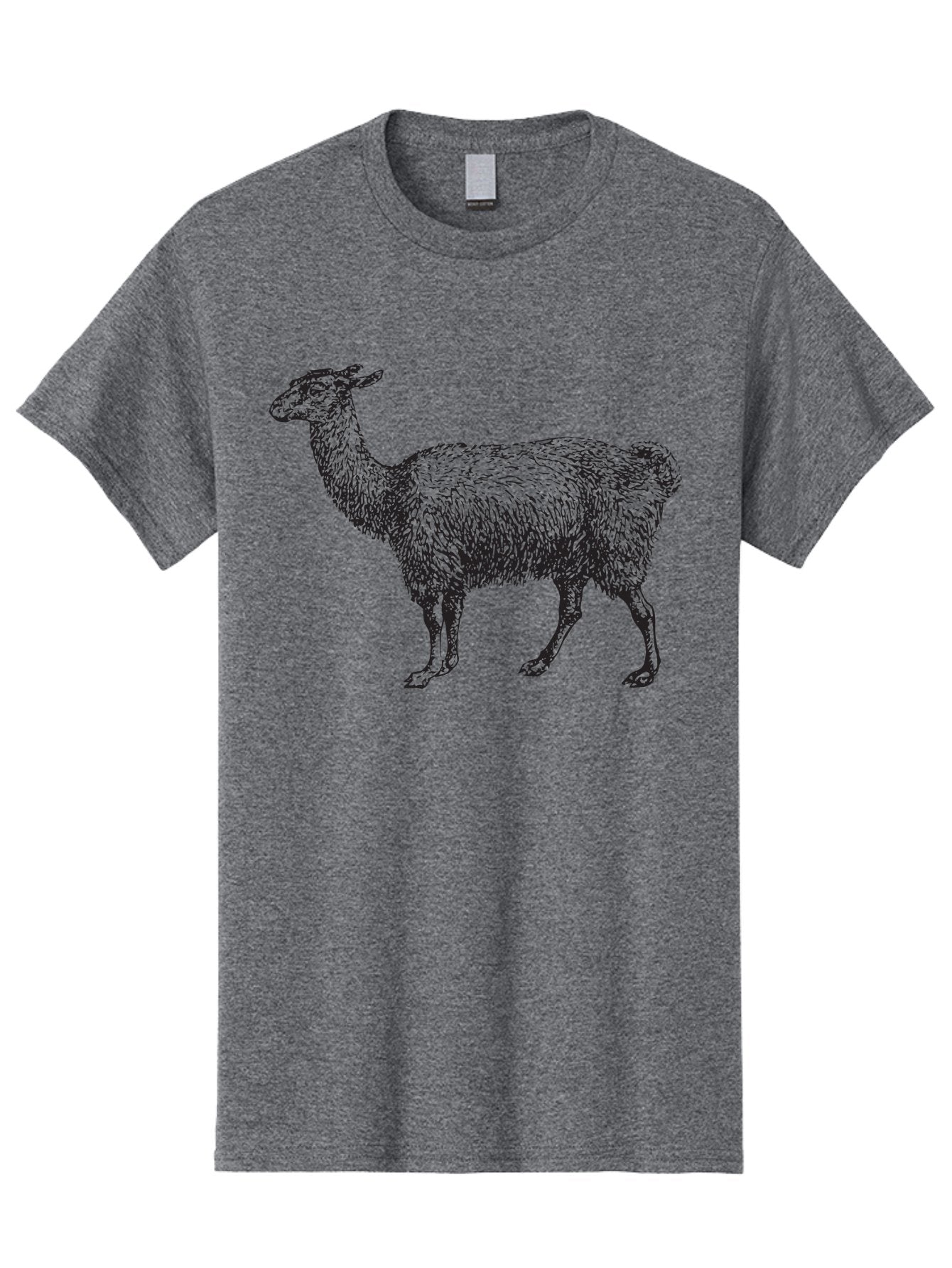 Llama Men'S Graphic Tee, 100% Cotton, Comfortable Casual Summer Wear, Machine Washable, Llama Illustration, Furry Animal, Woolly Texture, Standing Llama, Black And Green Graphic, Animal Art, Simple Design Aad912 15