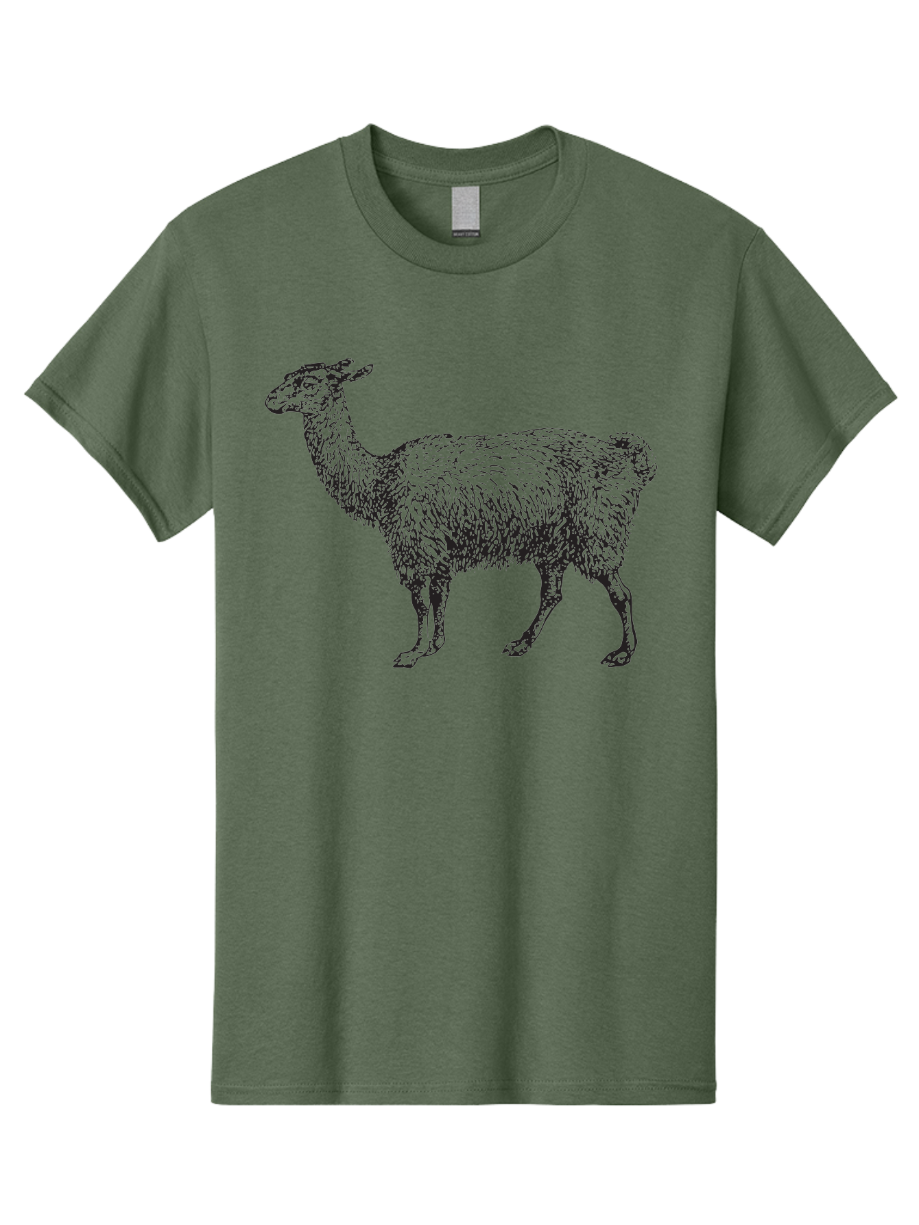 Llama Men'S Graphic Tee, 100% Cotton, Comfortable Casual Summer Wear, Machine Washable, Llama Illustration, Furry Animal, Woolly Texture, Standing Llama, Black And Green Graphic, Animal Art, Simple Design Aad912 11
