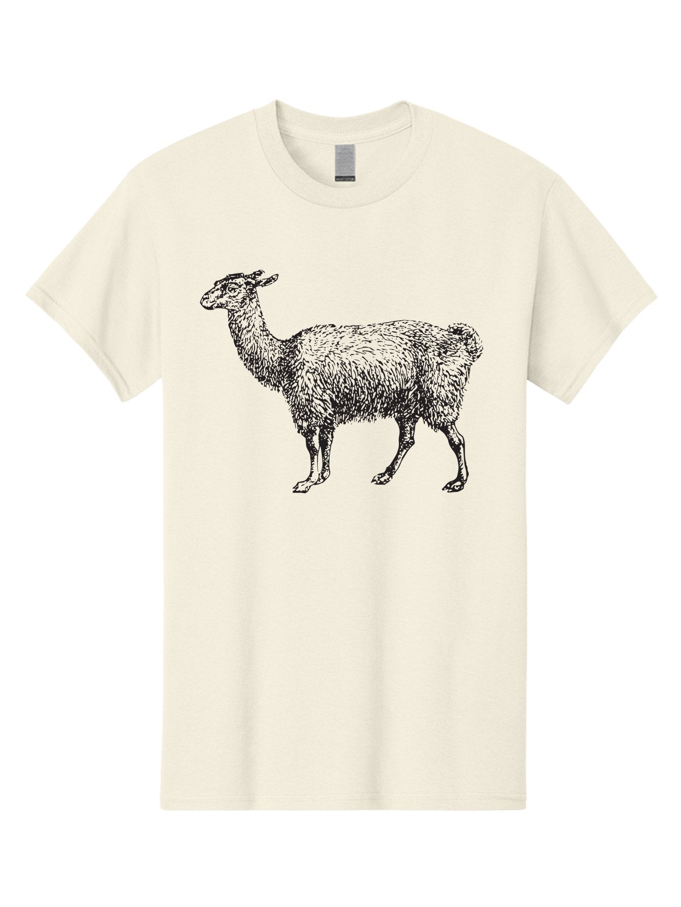 Llama Men'S Graphic Tee, 100% Cotton, Comfortable Casual Summer Wear, Machine Washable, Llama Illustration, Furry Animal, Woolly Texture, Standing Llama, Black And Green Graphic, Animal Art, Simple Design Aad912 6