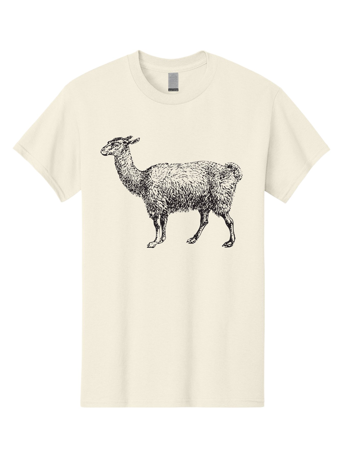 Llama Men'S Graphic Tee, 100% Cotton, Comfortable Casual Summer Wear, Machine Washable, Llama Illustration, Furry Animal, Woolly Texture, Standing Llama, Black And Green Graphic, Animal Art, Simple Design Aad912 13