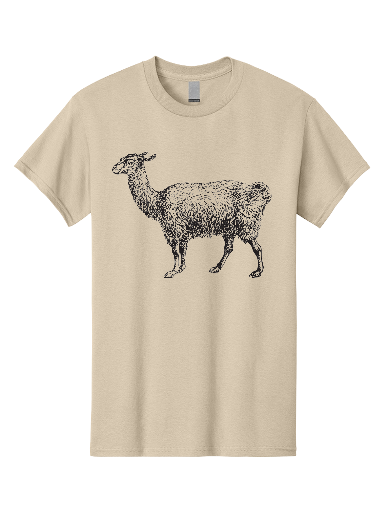 Llama Men'S Graphic Tee, 100% Cotton, Comfortable Casual Summer Wear, Machine Washable, Llama Illustration, Furry Animal, Woolly Texture, Standing Llama, Black And Green Graphic, Animal Art, Simple Design Aad912 5