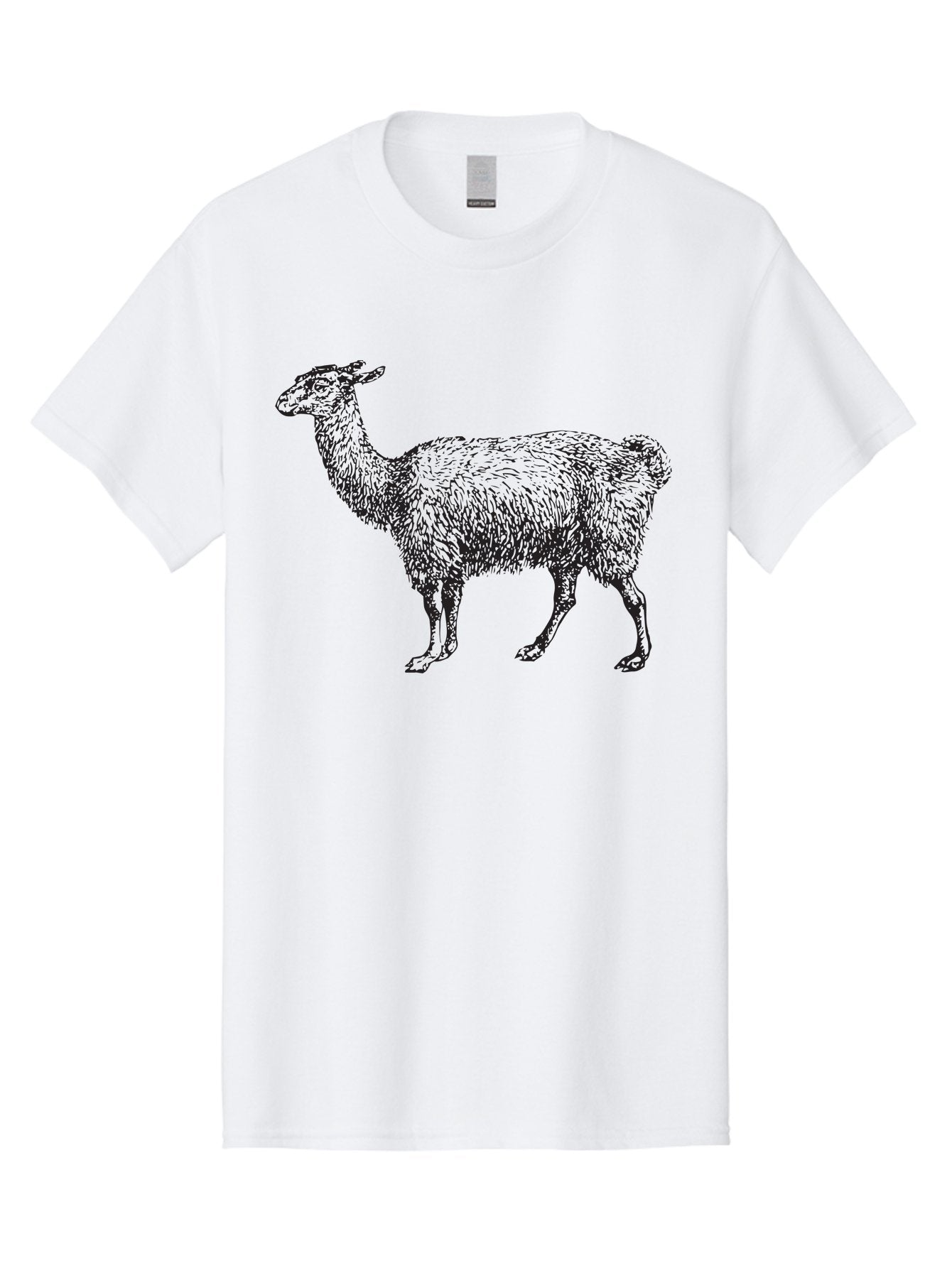 Llama Men'S Graphic Tee, 100% Cotton, Comfortable Casual Summer Wear, Machine Washable, Llama Illustration, Furry Animal, Woolly Texture, Standing Llama, Black And Green Graphic, Animal Art, Simple Design Aad912 11