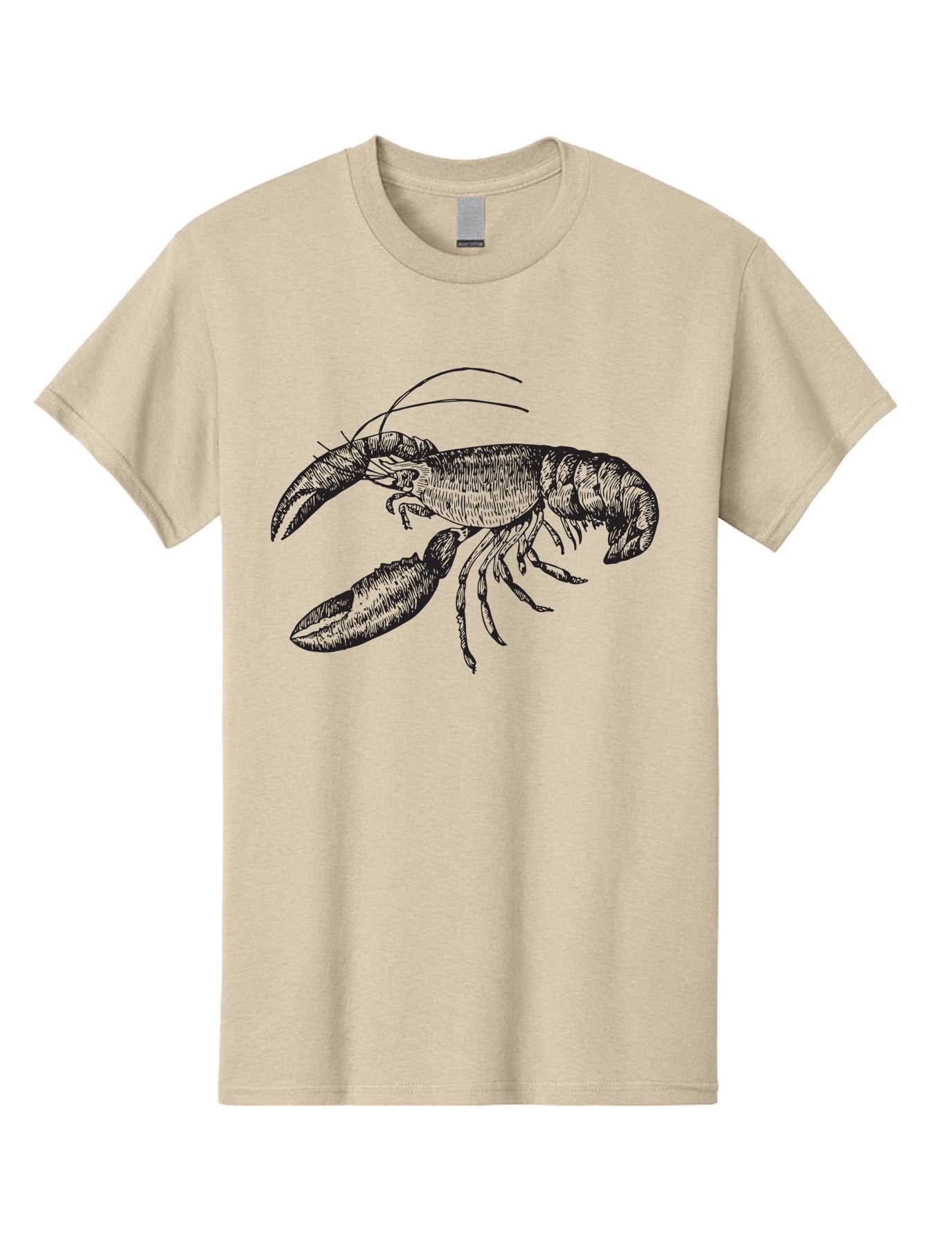 Lobster Men'S Graphic Tee, 100% Cotton, Comfortable Casual Summer Wear, Machine Washable, Lobster Illustration, Crustacean Art, Seafood Graphic, Detailed Drawing, Claw Art, Shellfish Design, Black Linework Aad913 5