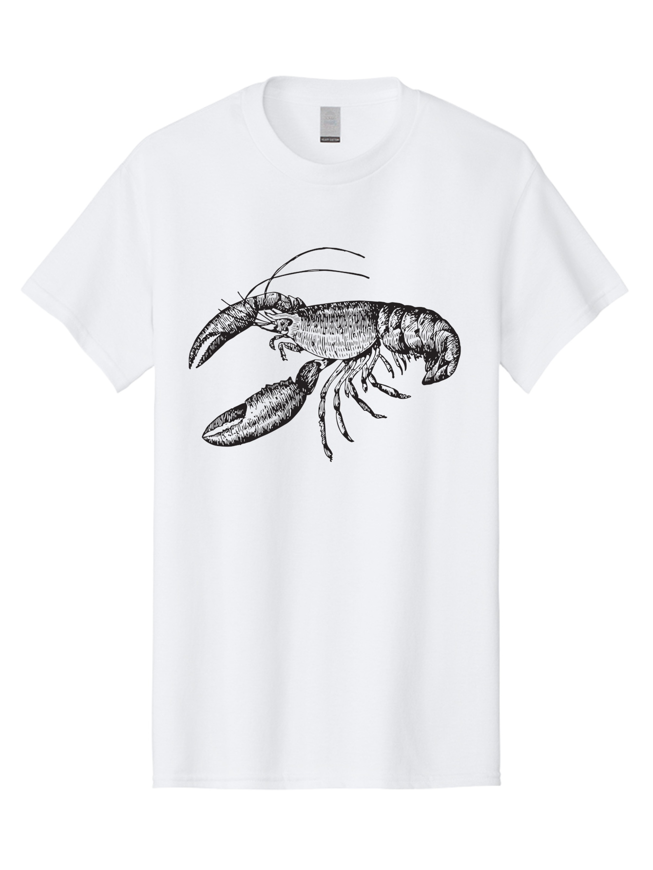 Lobster Men'S Graphic Tee, 100% Cotton, Comfortable Casual Summer Wear, Machine Washable, Lobster Illustration, Crustacean Art, Seafood Graphic, Detailed Drawing, Claw Art, Shellfish Design, Black Linework Aad913
