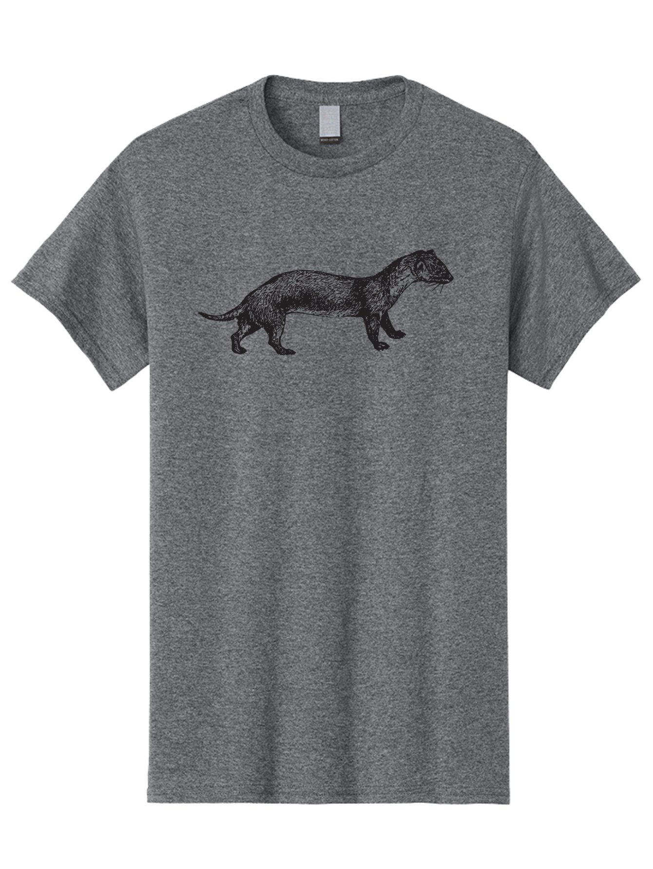 Mongoose-Sketch Men'S Graphic Tee, 100% Cotton, Comfortable Casual Summer Wear, Machine Washable, Ferret Illustration, Animal Art, Wildlife Drawing, Black And Green, Detailed Sketch, Mammal Portrait, Whiskers, Furry Texture, Cartoon Style Aad914 8