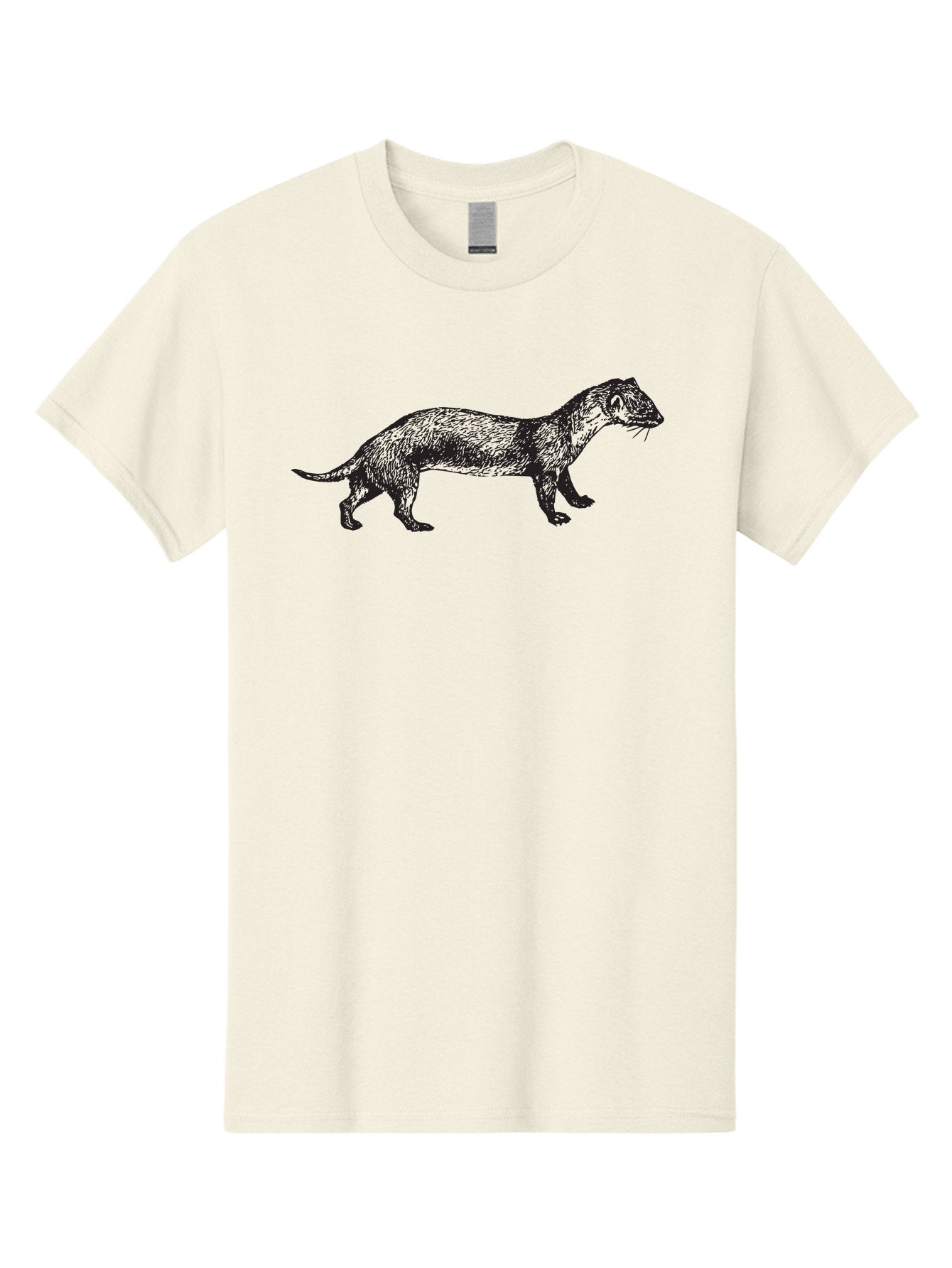 Mongoose-Sketch Men'S Graphic Tee, 100% Cotton, Comfortable Casual Summer Wear, Machine Washable, Ferret Illustration, Animal Art, Wildlife Drawing, Black And Green, Detailed Sketch, Mammal Portrait, Whiskers, Furry Texture, Cartoon Style Aad914 15