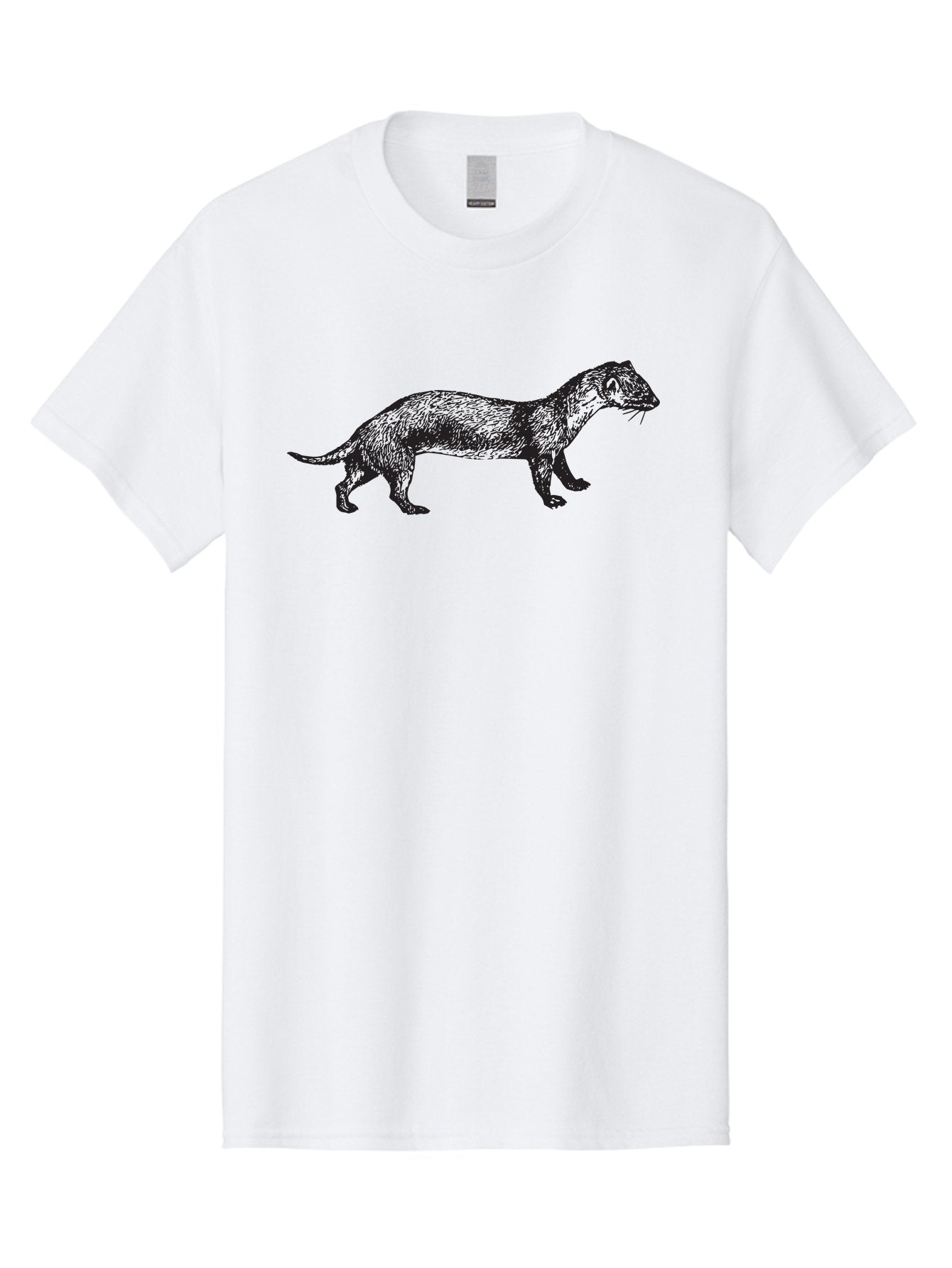 Mongoose-Sketch Men'S Graphic Tee, 100% Cotton, Comfortable Casual Summer Wear, Machine Washable, Ferret Illustration, Animal Art, Wildlife Drawing, Black And Green, Detailed Sketch, Mammal Portrait, Whiskers, Furry Texture, Cartoon Style Aad914 11